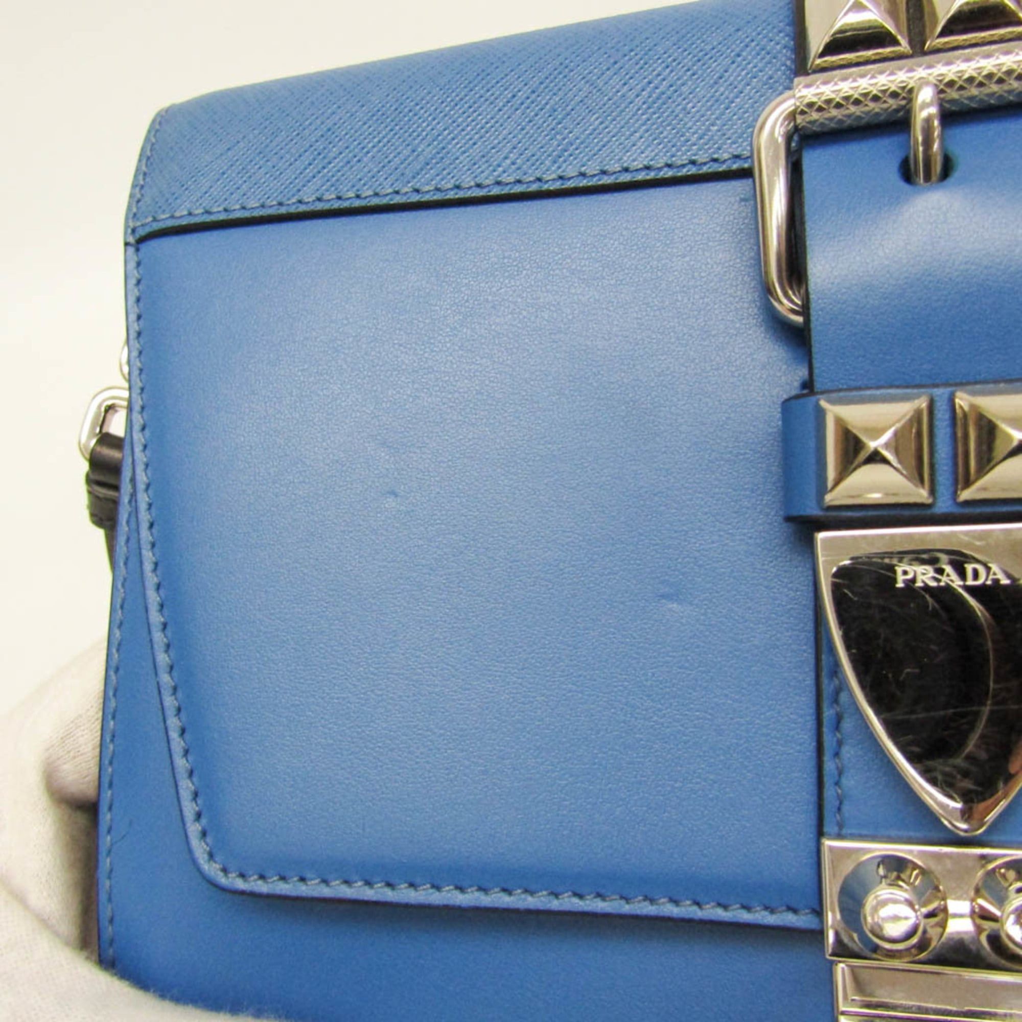 Prada Prada Electra Studs 1BD120 Women's Leather Shoulder Bag Blue Size ONE SIZE - 7 Thumbnail