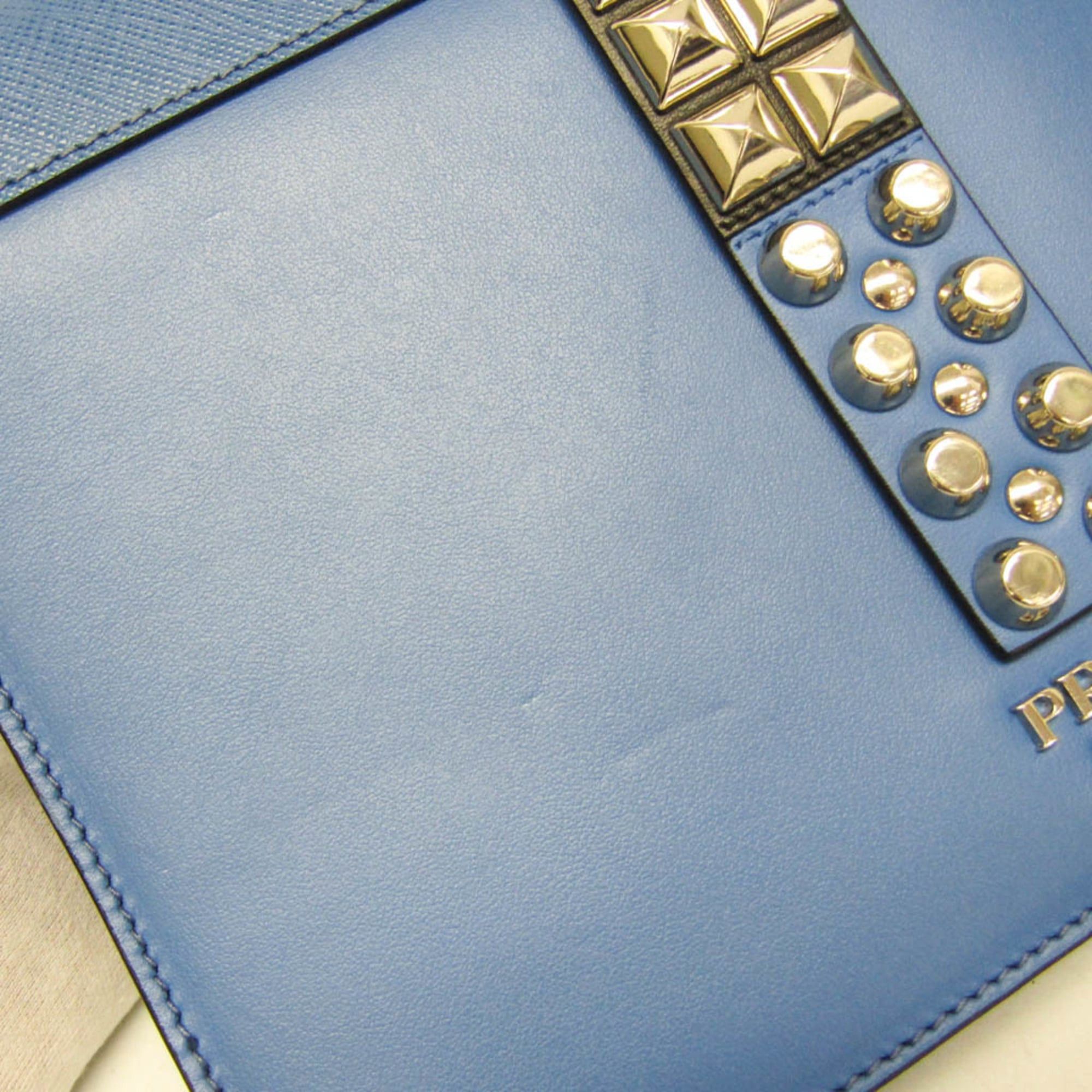 Prada Prada Electra Studs 1BD120 Women's Leather Shoulder Bag Blue Size ONE SIZE - 9 Thumbnail