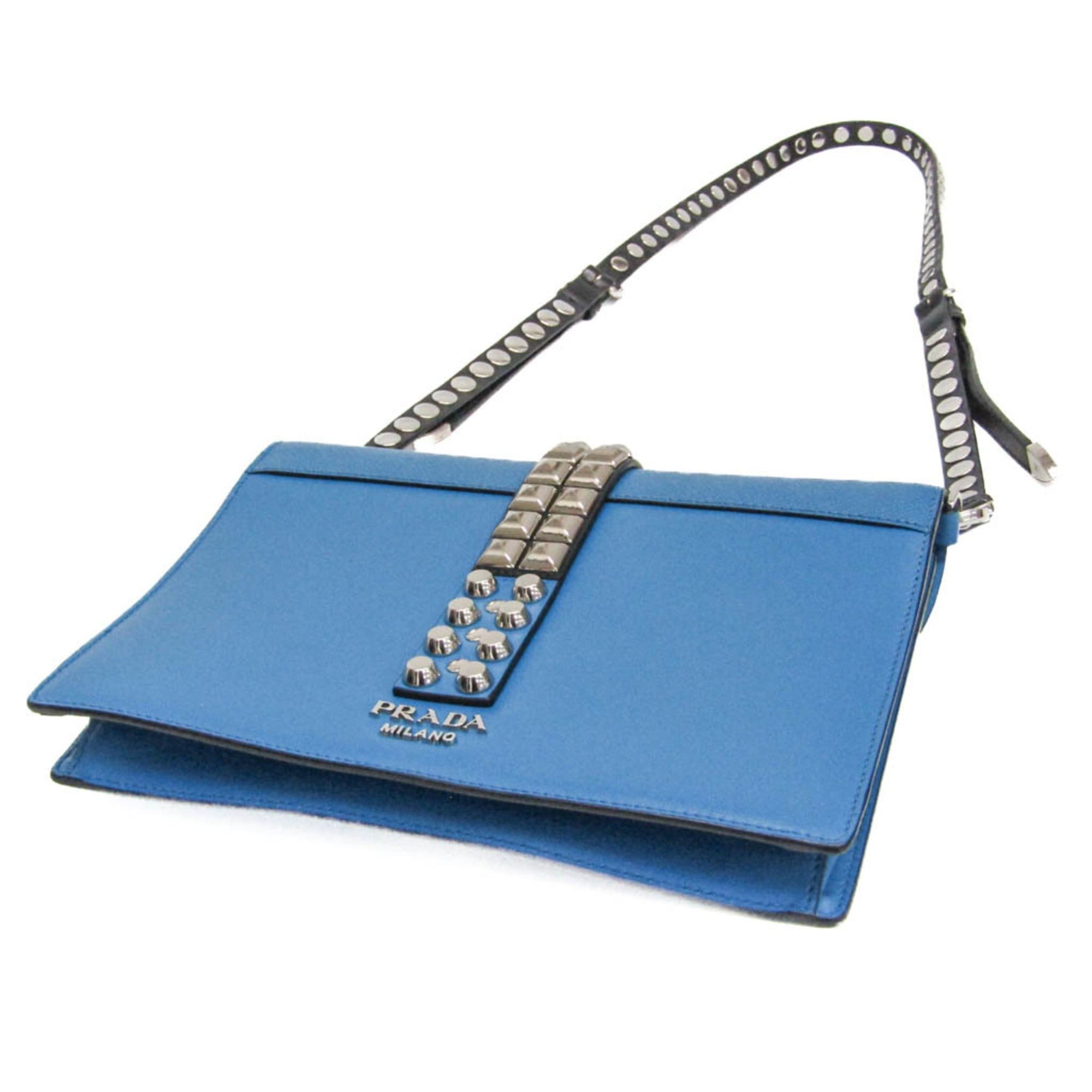 Prada Prada Electra Studs 1BD120 Women's Leather Shoulder Bag Blue Size ONE SIZE - 2 Thumbnail