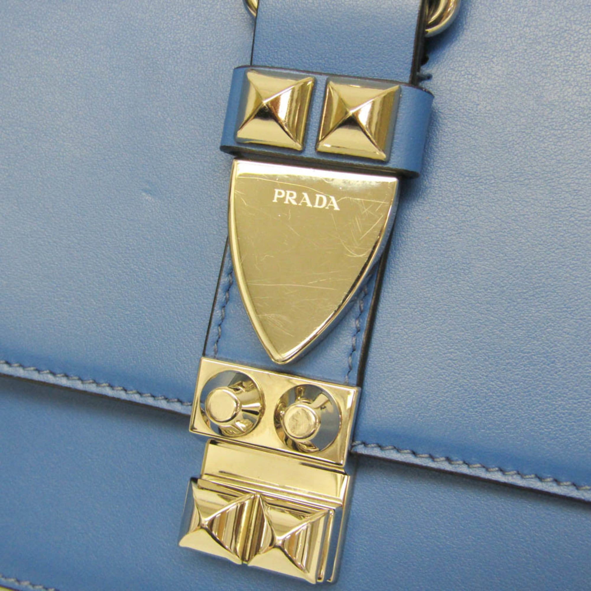 Prada Prada Electra Studs 1BD120 Women's Leather Shoulder Bag Blue Size ONE SIZE - 8 Thumbnail