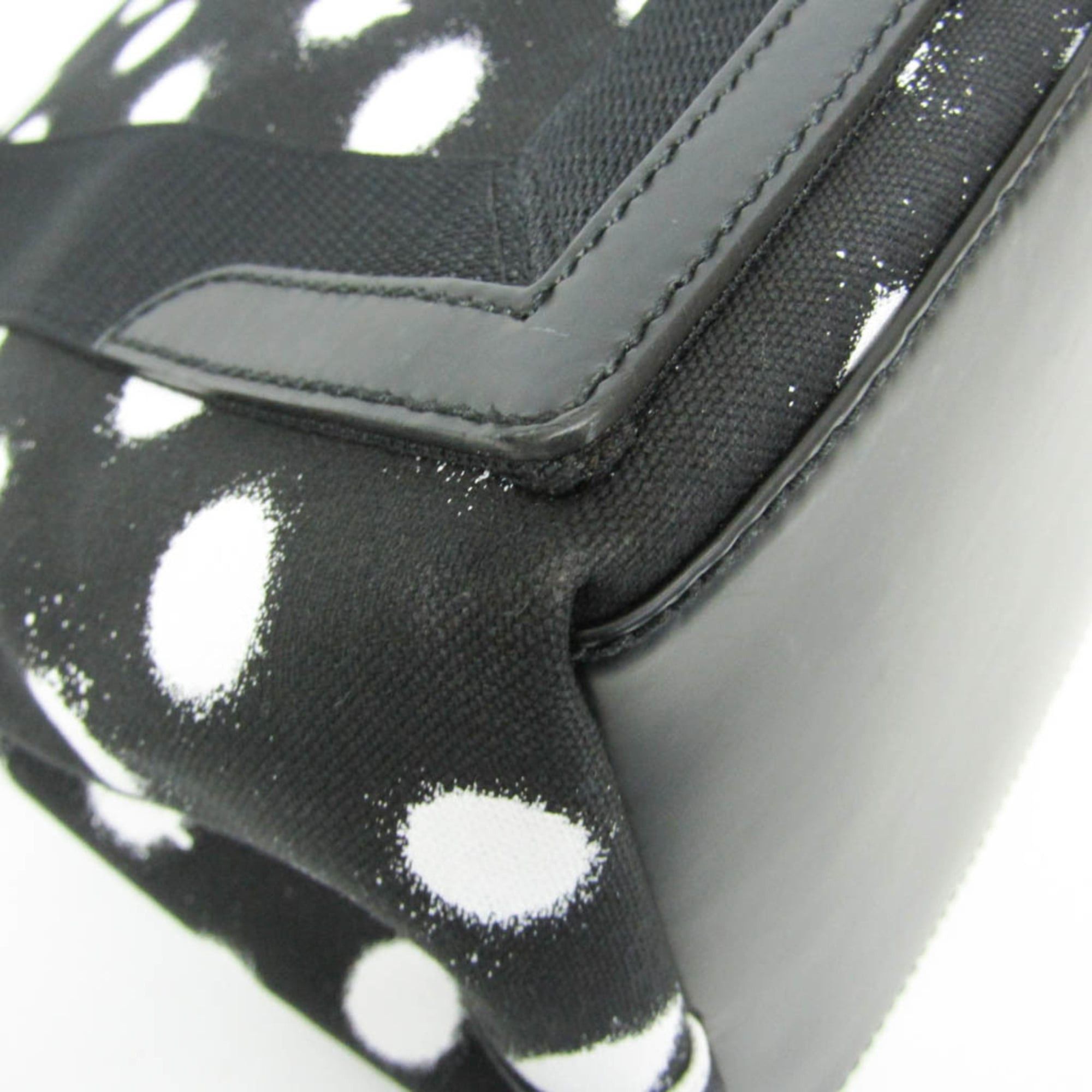 Balenciaga Balenciaga Navy Cabas S Dot Print 339933 Men,Women Canvas,Leather Handbag,Tote Bag Black,White Size ONE SIZE - 4 Thumbnail