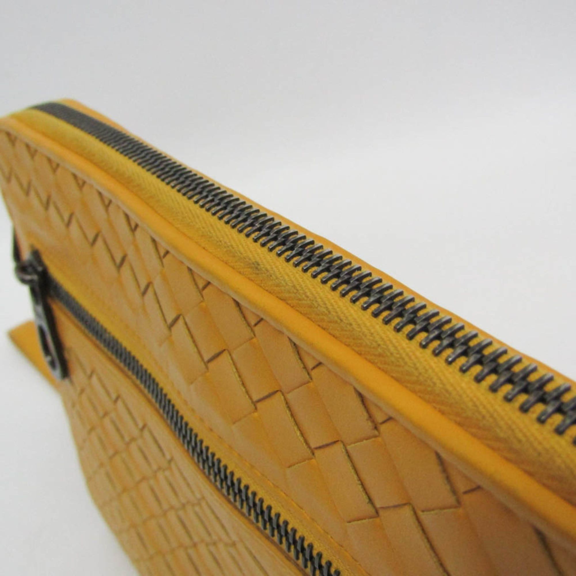Bottega Veneta Bottega Veneta Intrecciato Women,Men Leather Clutch Bag,Pouch Yellow Size ONE SIZE - 8 Thumbnail