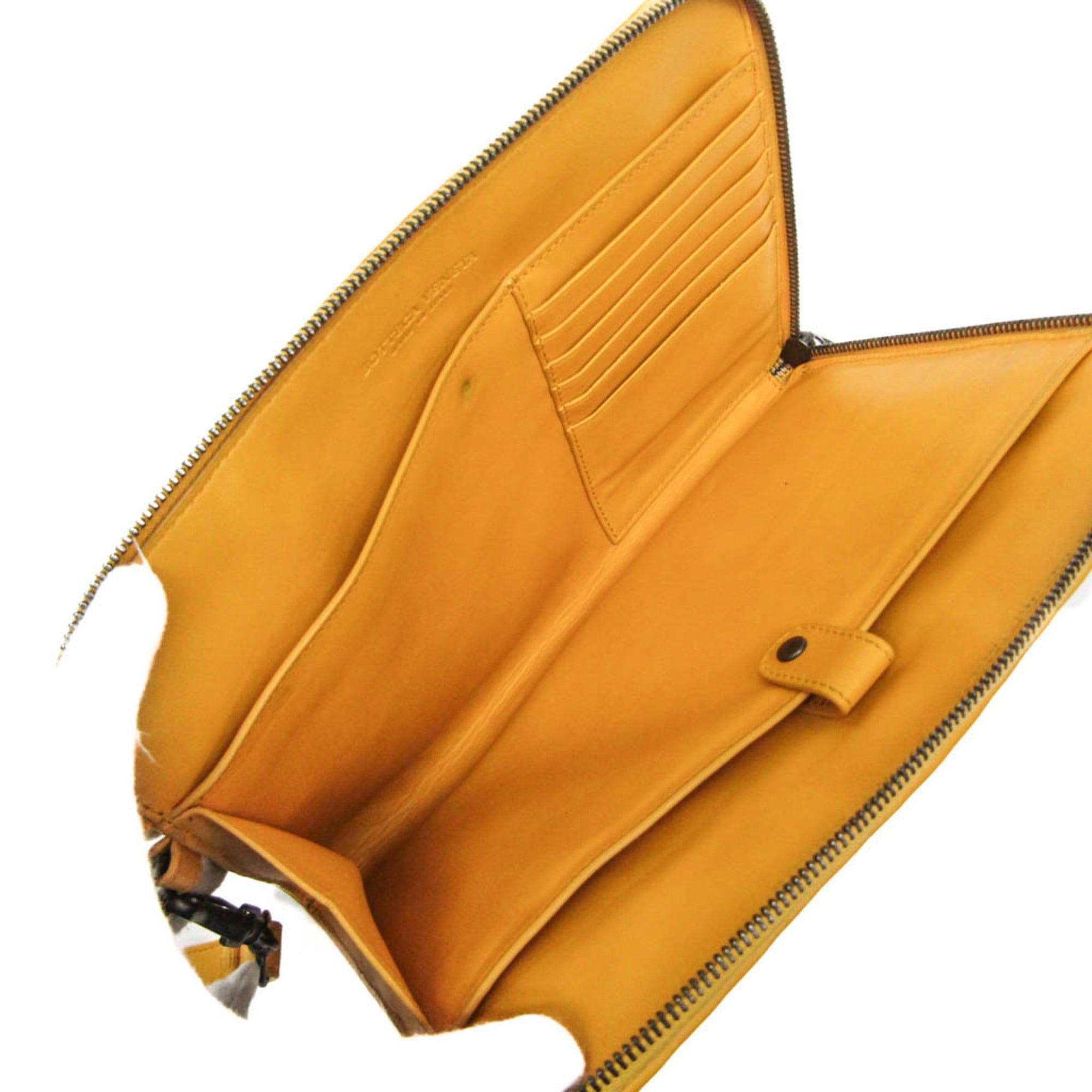 Bottega Veneta Bottega Veneta Intrecciato Women,Men Leather Clutch Bag,Pouch Yellow Size ONE SIZE - 3 Thumbnail