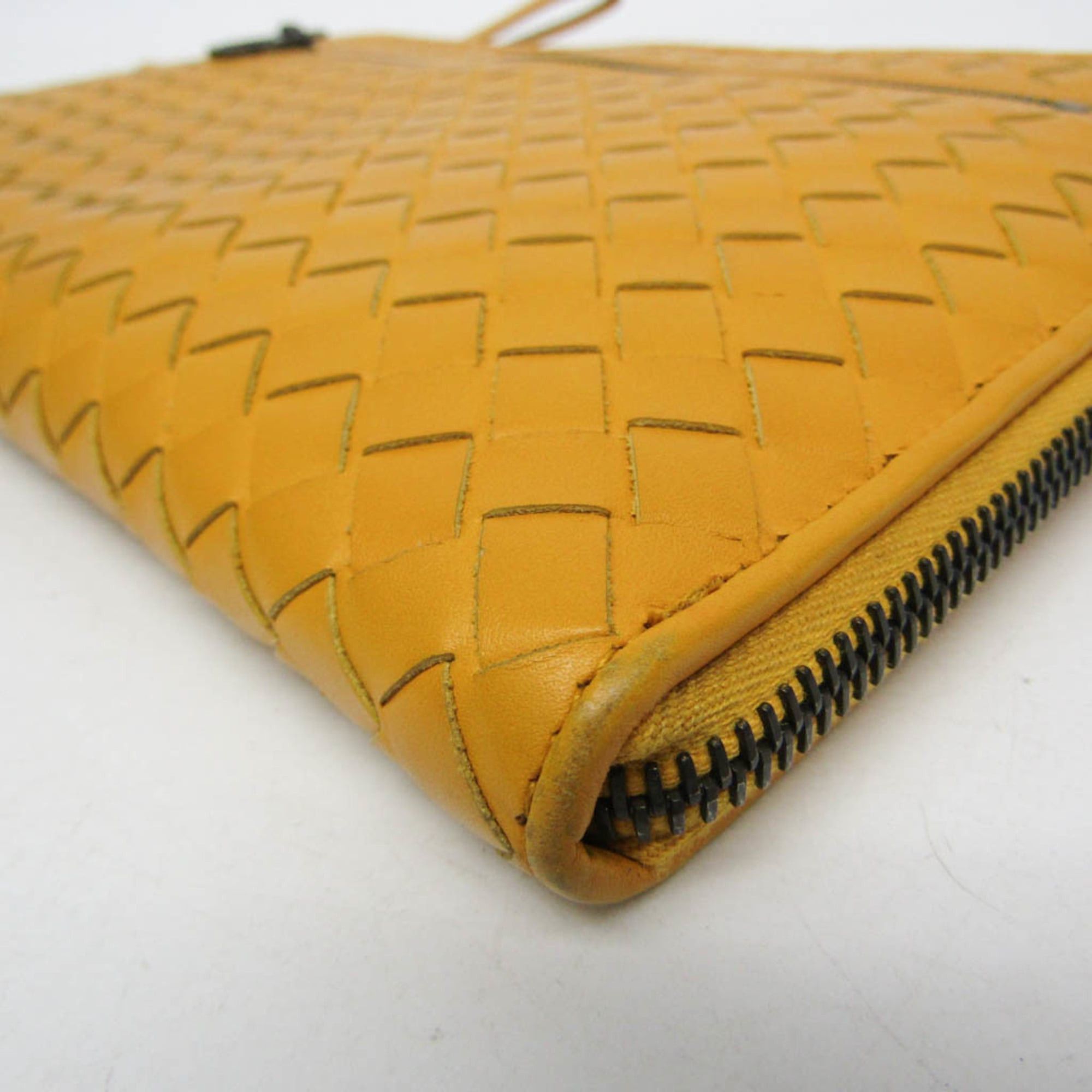 Bottega Veneta Bottega Veneta Intrecciato Women,Men Leather Clutch Bag,Pouch Yellow Size ONE SIZE - 4 Thumbnail