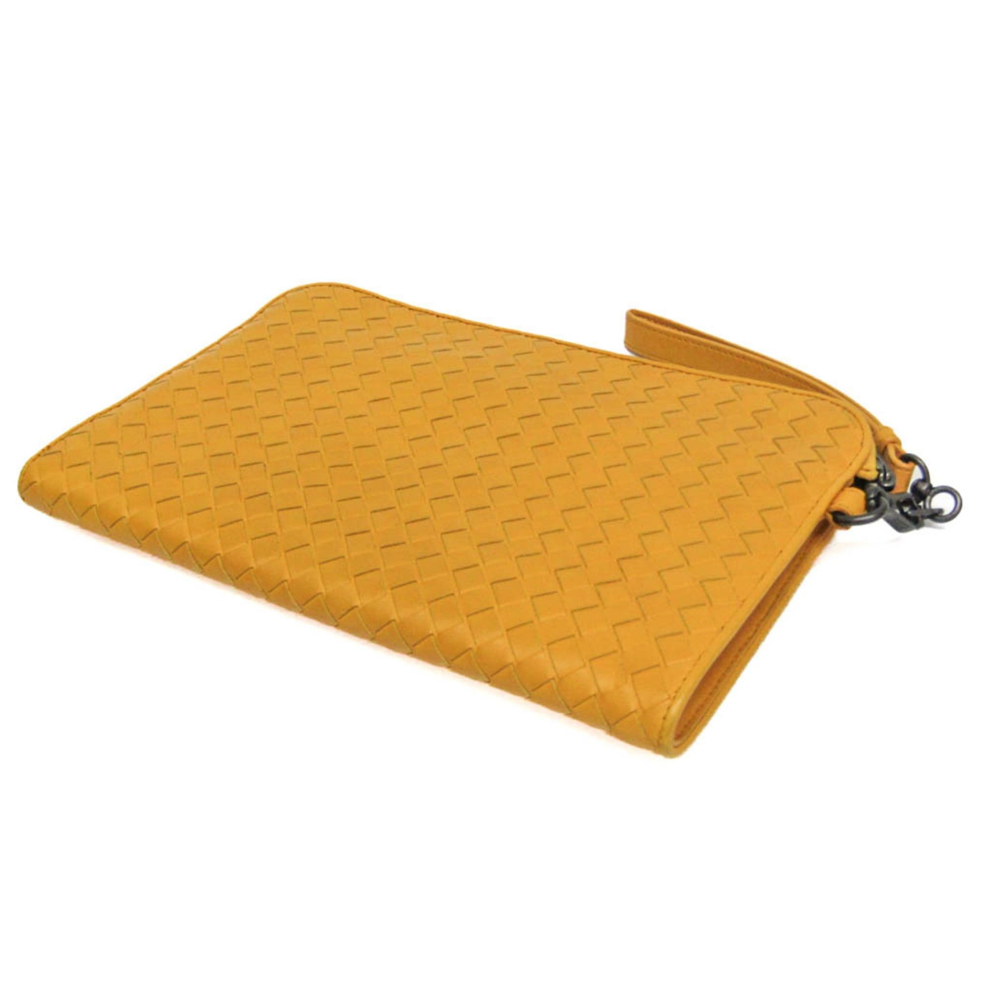 Bottega Veneta Bottega Veneta Intrecciato Women,Men Leather Clutch Bag,Pouch Yellow Size ONE SIZE - 2 Thumbnail