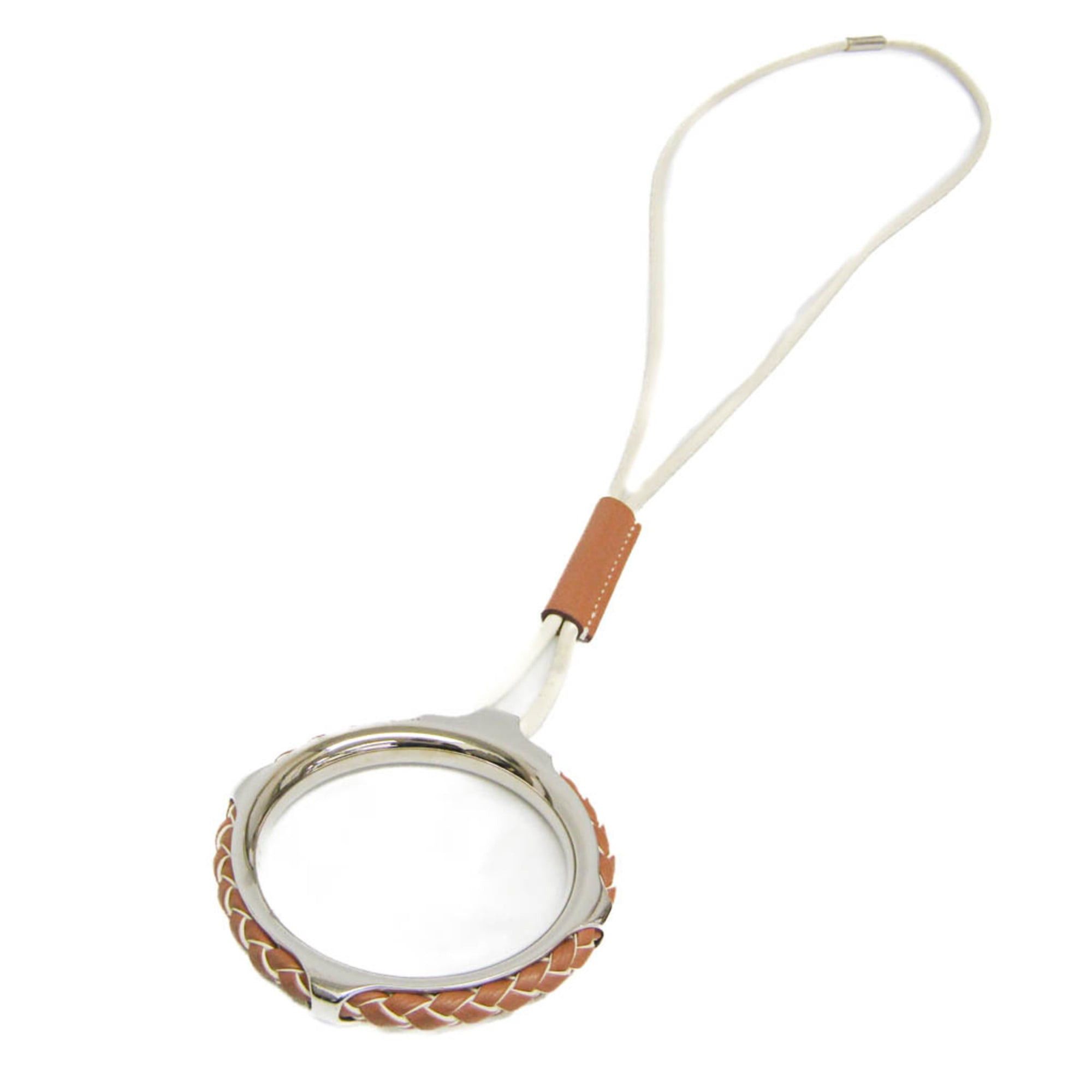 Hermes Hermes Loop Grand Kyoto Tresse Metal,Swift Leather Men,Women Fashion Pendant Necklace (Brown,White) Size ONE SIZE - 4 Thumbnail