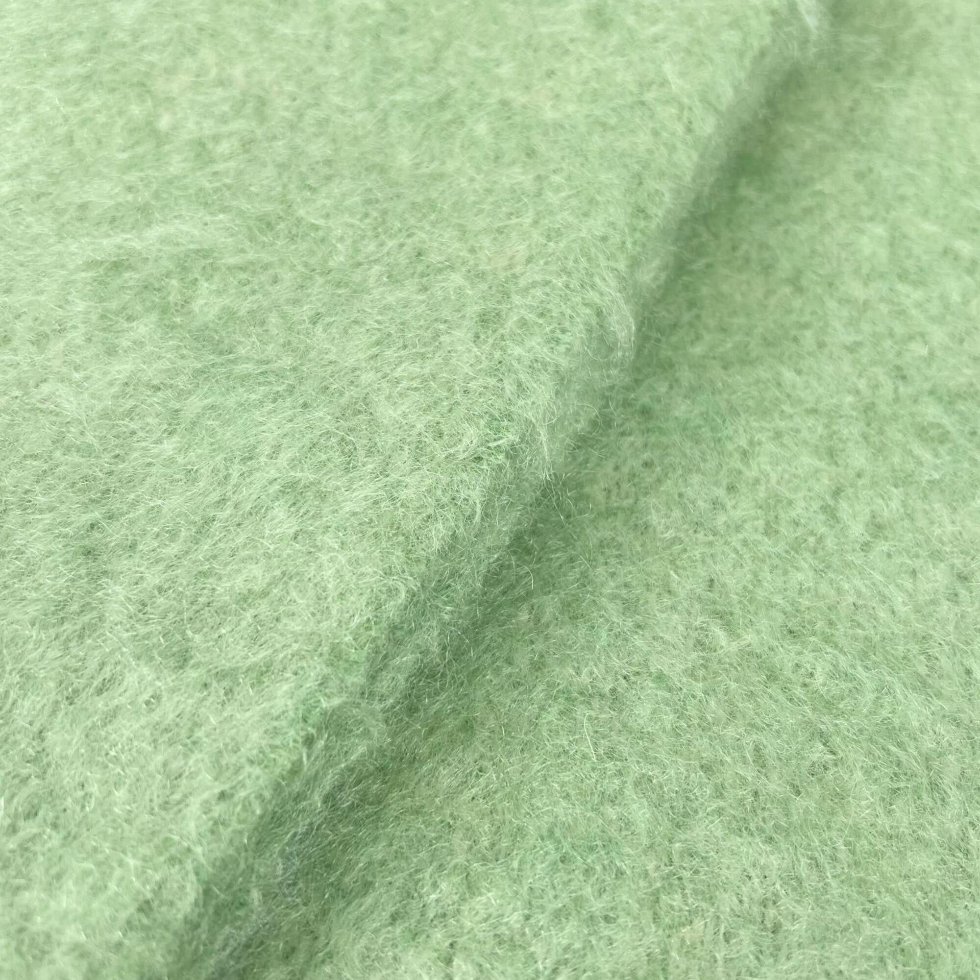 Loewe LOEWE Mohair Wool Anagram Leather Patch Fringe Scarf, Green, Made in Spain, Authentic, Women's Size ONE SIZE - 3 Thumbnail
