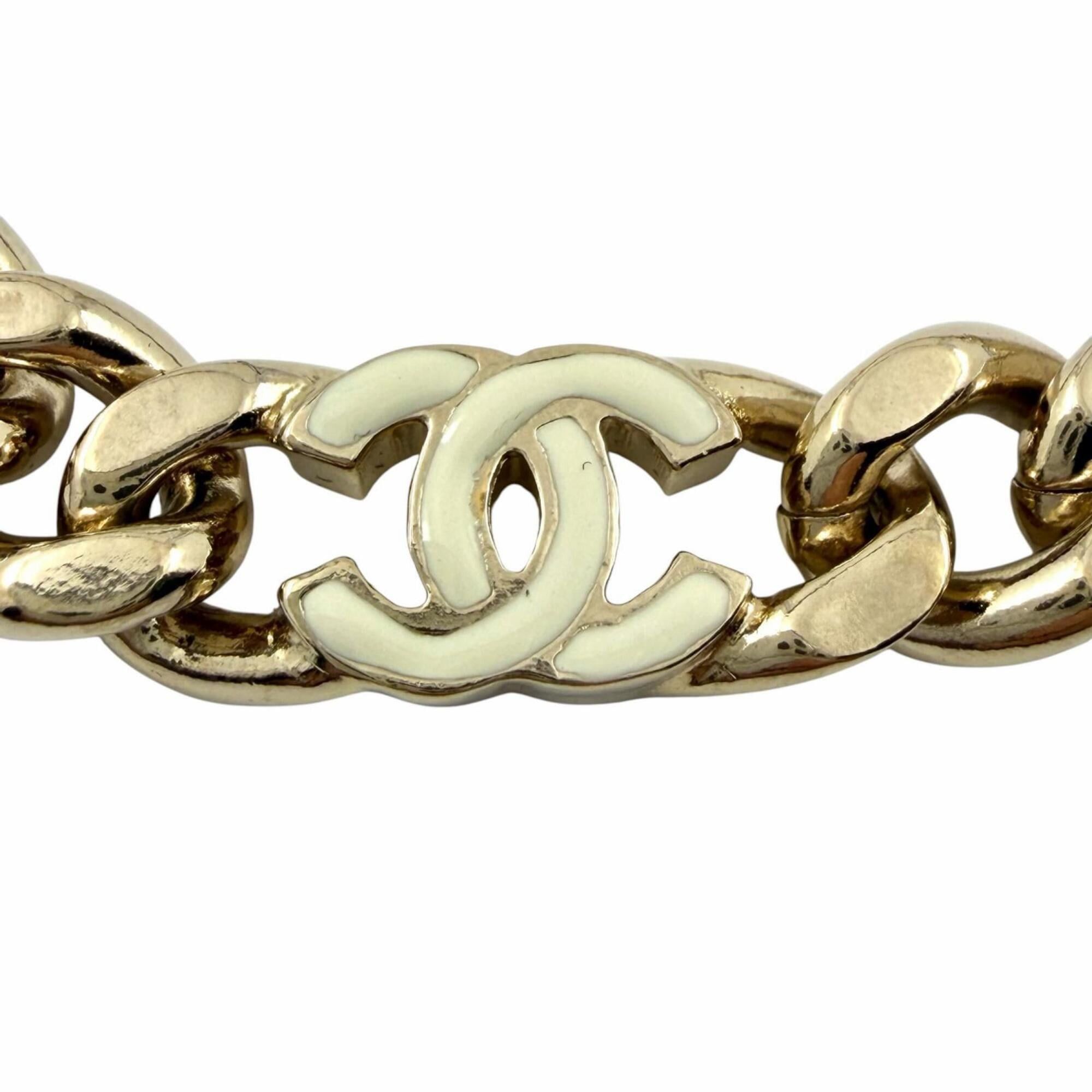 Chanel CHANEL B22S AB8299 Coco Mark Chain Bracelet, Gold and White, with Box, Made in Italy, Women's. Size ONE SIZE - 3 Thumbnail