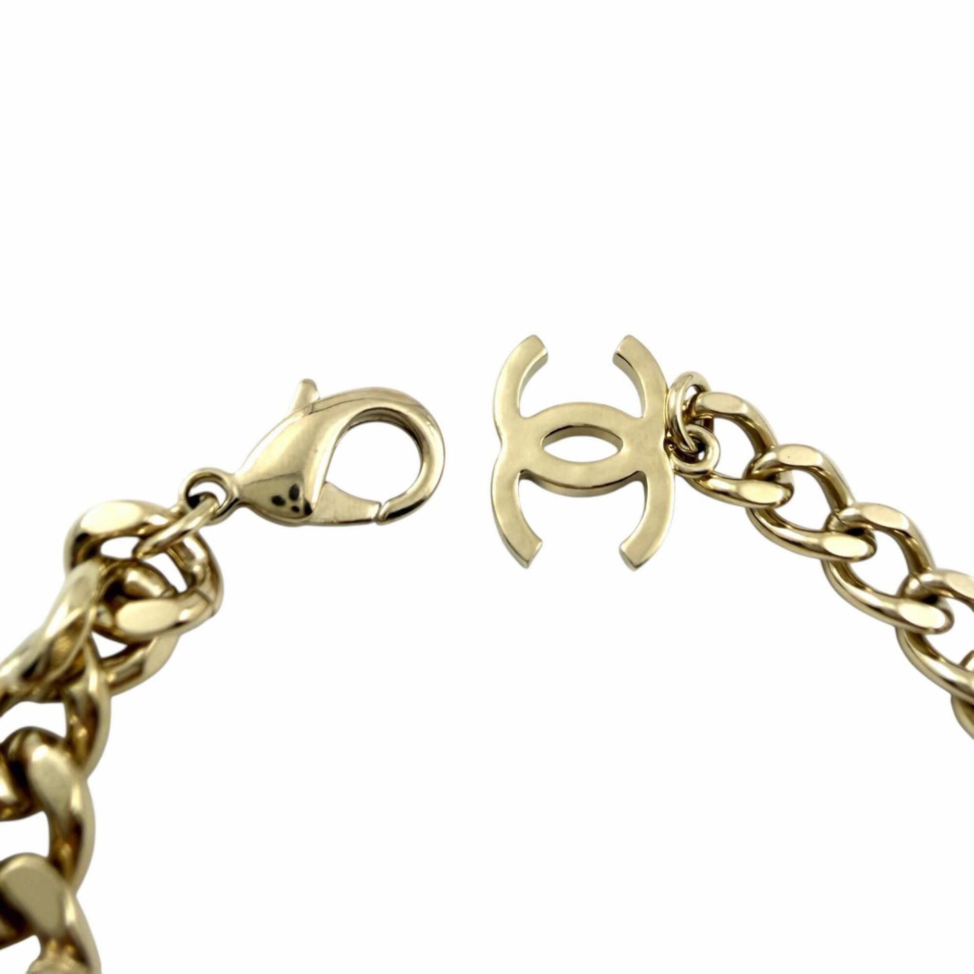 Chanel CHANEL B22S AB8299 Coco Mark Chain Bracelet, Gold and White, with Box, Made in Italy, Women's. Size ONE SIZE - 5 Thumbnail