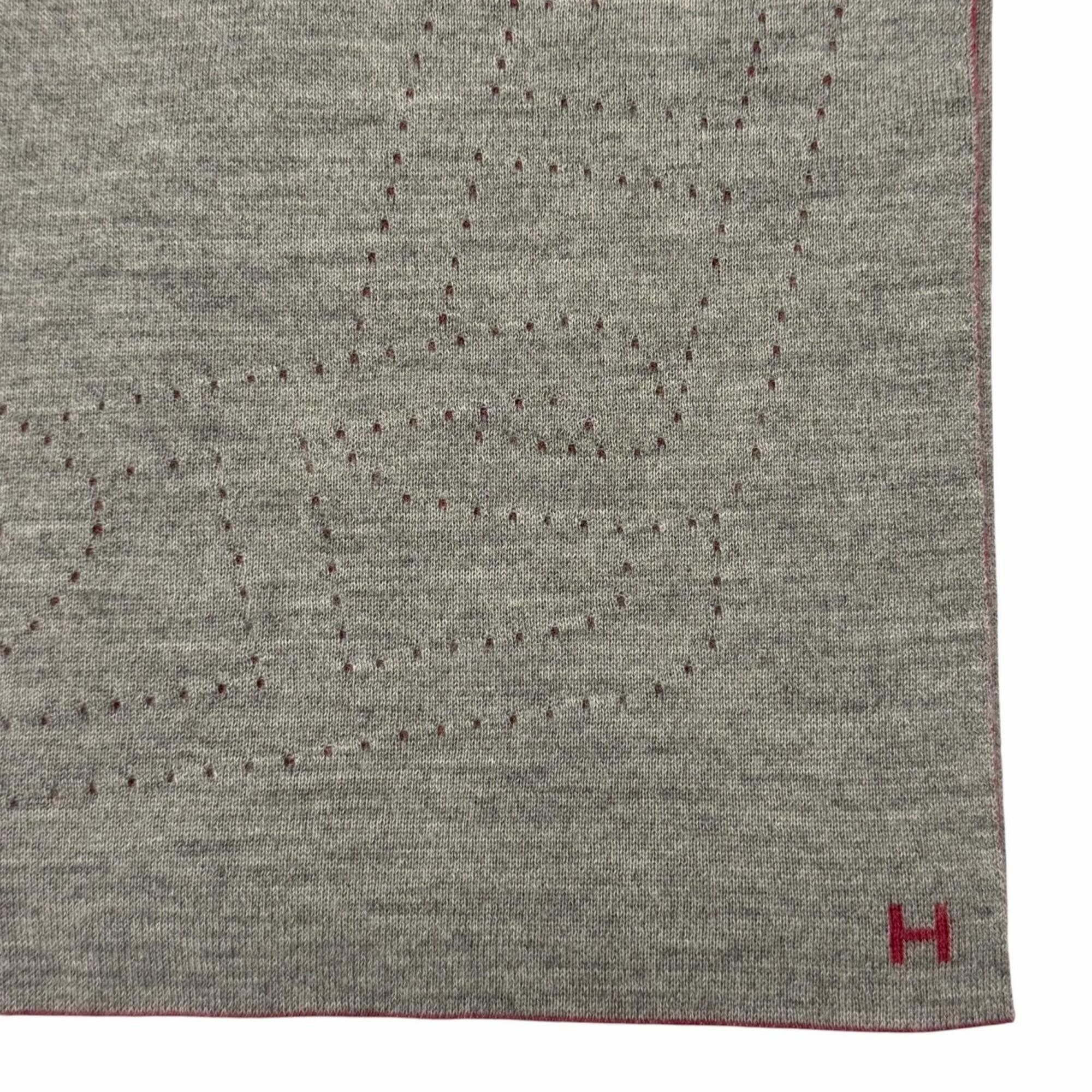 Hermes HERMES Allertour Cashmere Silk Chaine d'Ancre H Logo Reversible Scarf, Bordeaux/Grey, with Box, Made in Italy, Women's Size ONE SIZE - 8 Thumbnail