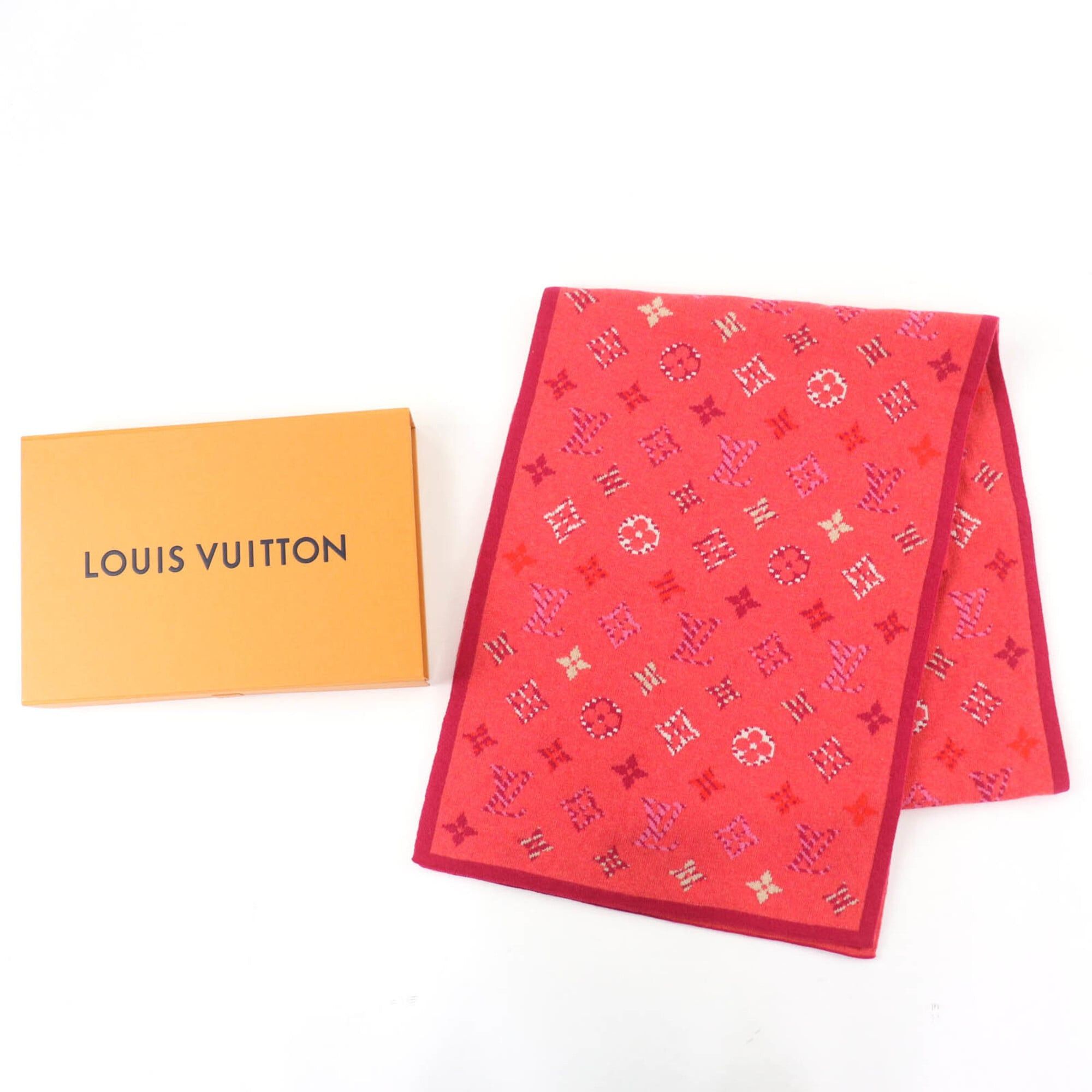 Louis Vuitton LOUIS VUITTON (Louis Vuitton) 2018 model M70876 Echarpe Pop Monogram Wool Cashmere Knit Scarf, Multicolor, with Box, Made in Italy, Authentic, Women's. Size ONE SIZE - 2 Thumbnail