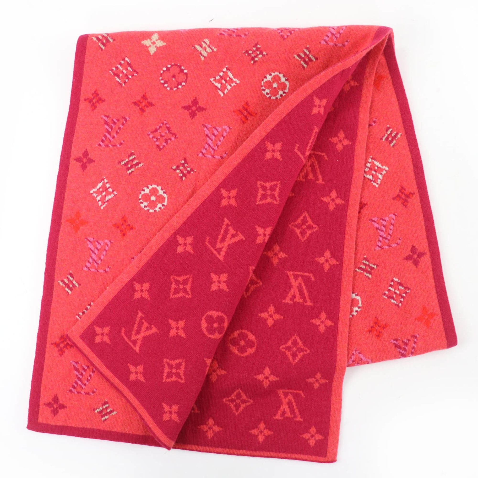 Louis Vuitton LOUIS VUITTON (Louis Vuitton) 2018 model M70876 Echarpe Pop Monogram Wool Cashmere Knit Scarf, Multicolor, with Box, Made in Italy, Authentic, Women's. Size ONE SIZE - 3 Thumbnail