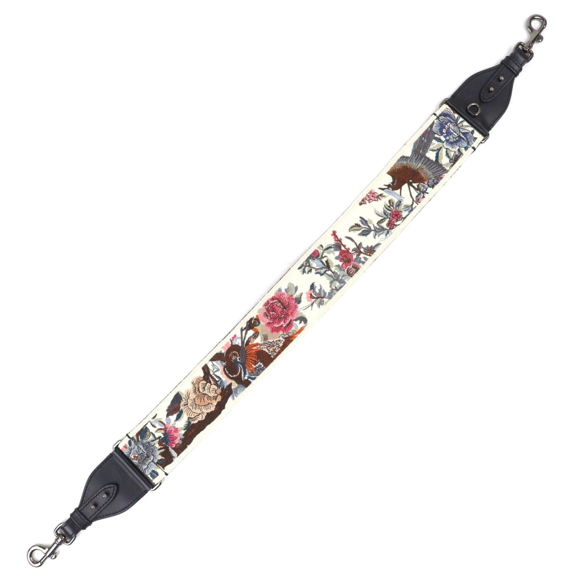 Dior Christian Dior canvas and leather shoulder bag with floral embroidery logo embroidery. Available in beige, black, multicolor silver hardware. Made Italy. Women's. Size ONE SIZE - 2 Thumbnail