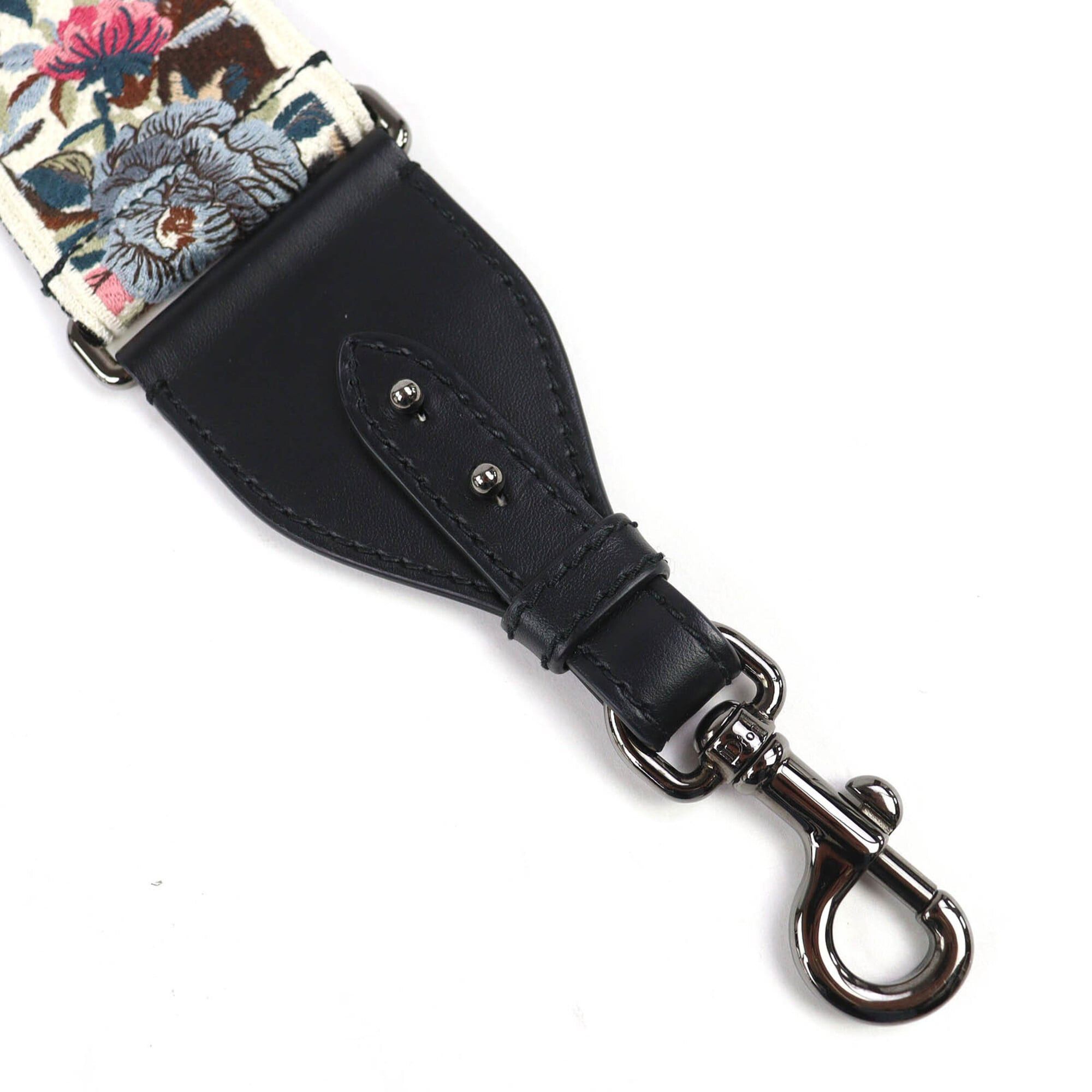Dior Christian Dior canvas and leather shoulder bag with floral embroidery logo embroidery. Available in beige, black, multicolor silver hardware. Made Italy. Women's. Size ONE SIZE - 6 Thumbnail
