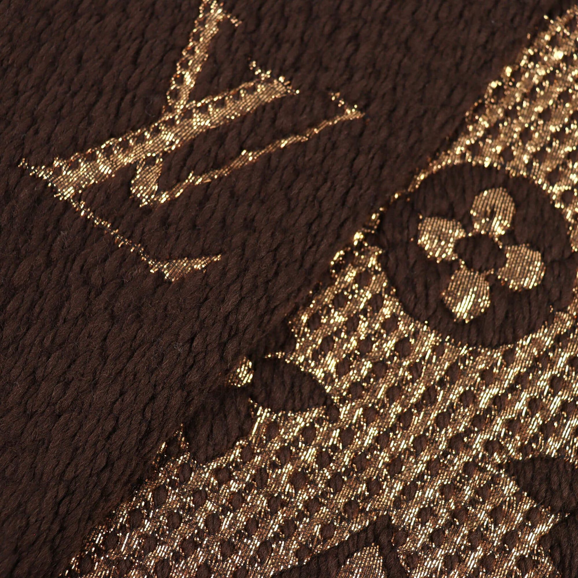Louis Vuitton LOUIS VUITTON M71383 Echarpe Logomania Shine Wool Silk Scarf, Marron Brown, Made in Italy, Authentic, Women's. Size ONE SIZE - 4 Thumbnail
