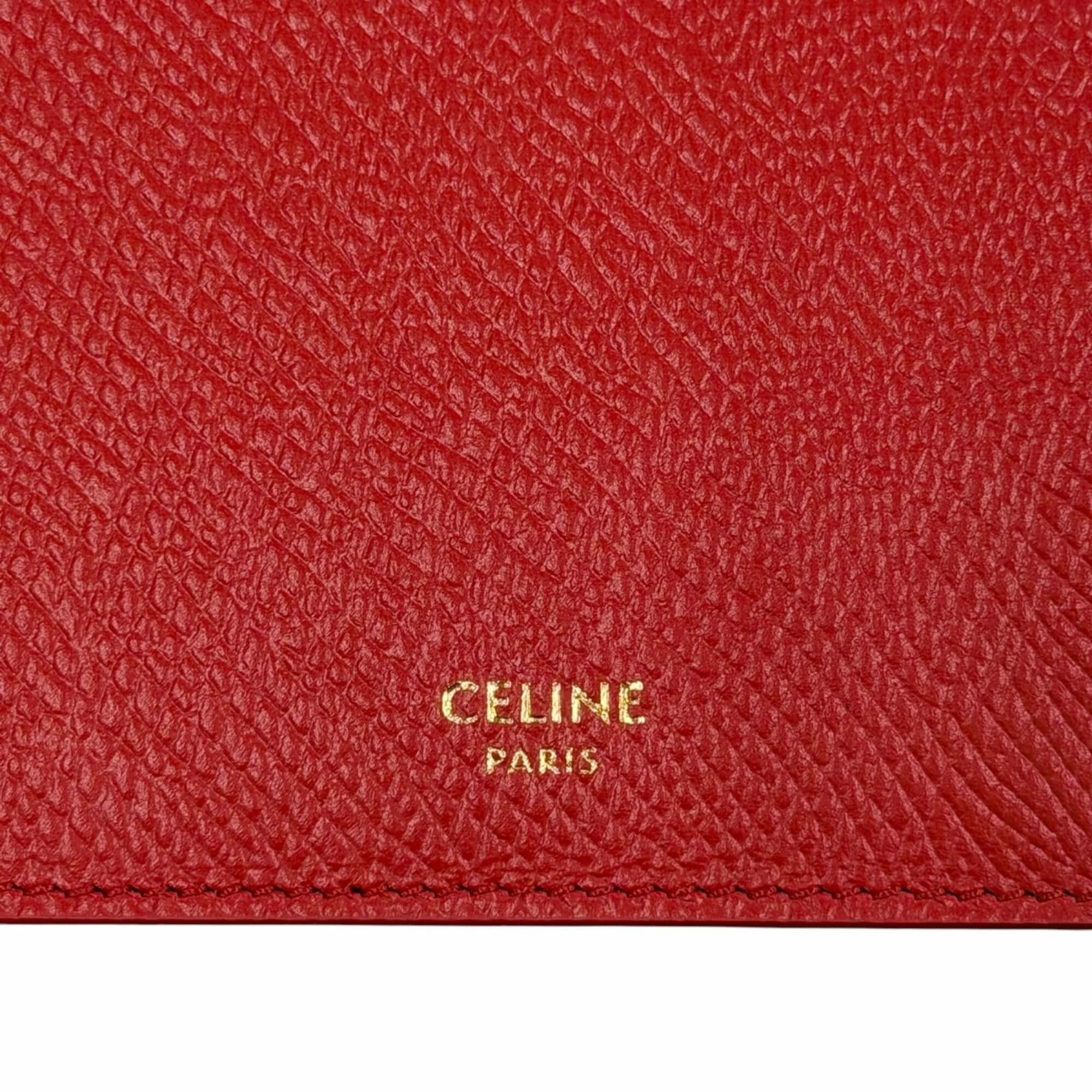 Celine CELINE L10083FVO Leather Triomphe Zip-around Long Business Card Holder/Card Case, Red with Gold Hardware, Comes Box and Dust Bag, Made in Italy Size ONE SIZE - 9 Thumbnail