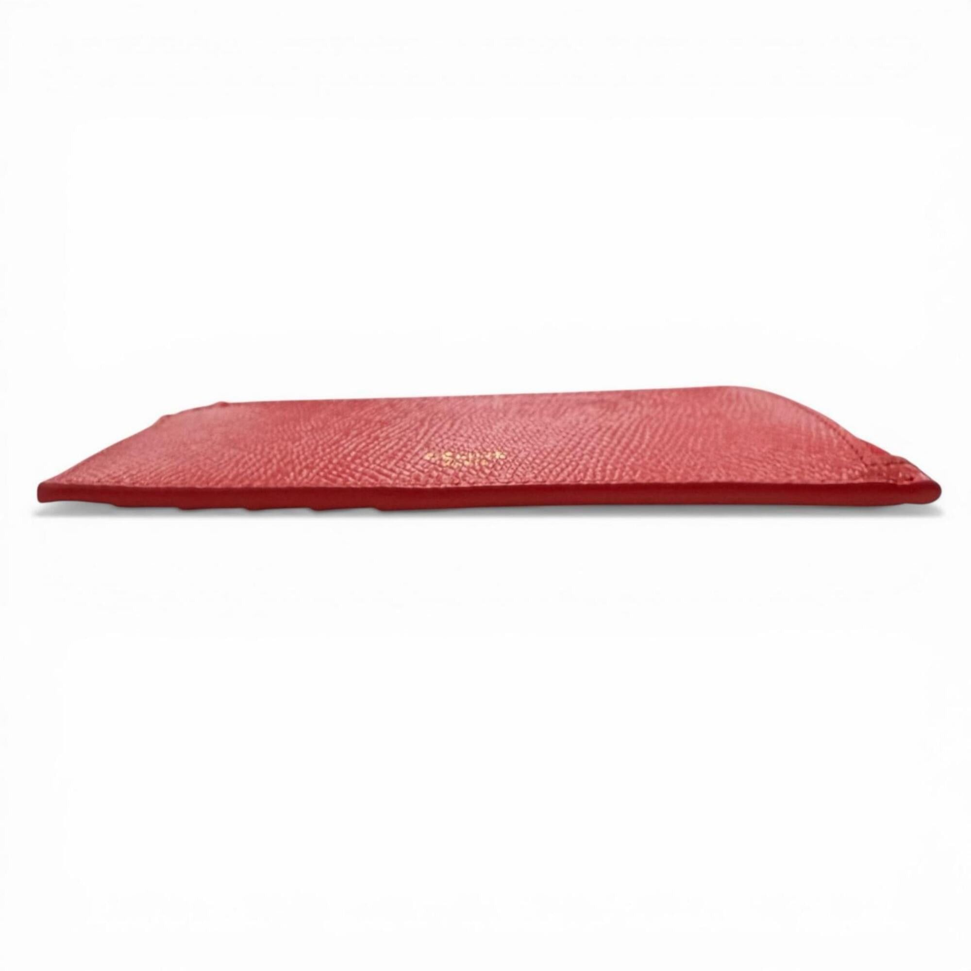 Celine CELINE L10083FVO Leather Triomphe Zip-around Long Business Card Holder/Card Case, Red with Gold Hardware, Comes Box and Dust Bag, Made in Italy Size ONE SIZE - 5 Thumbnail