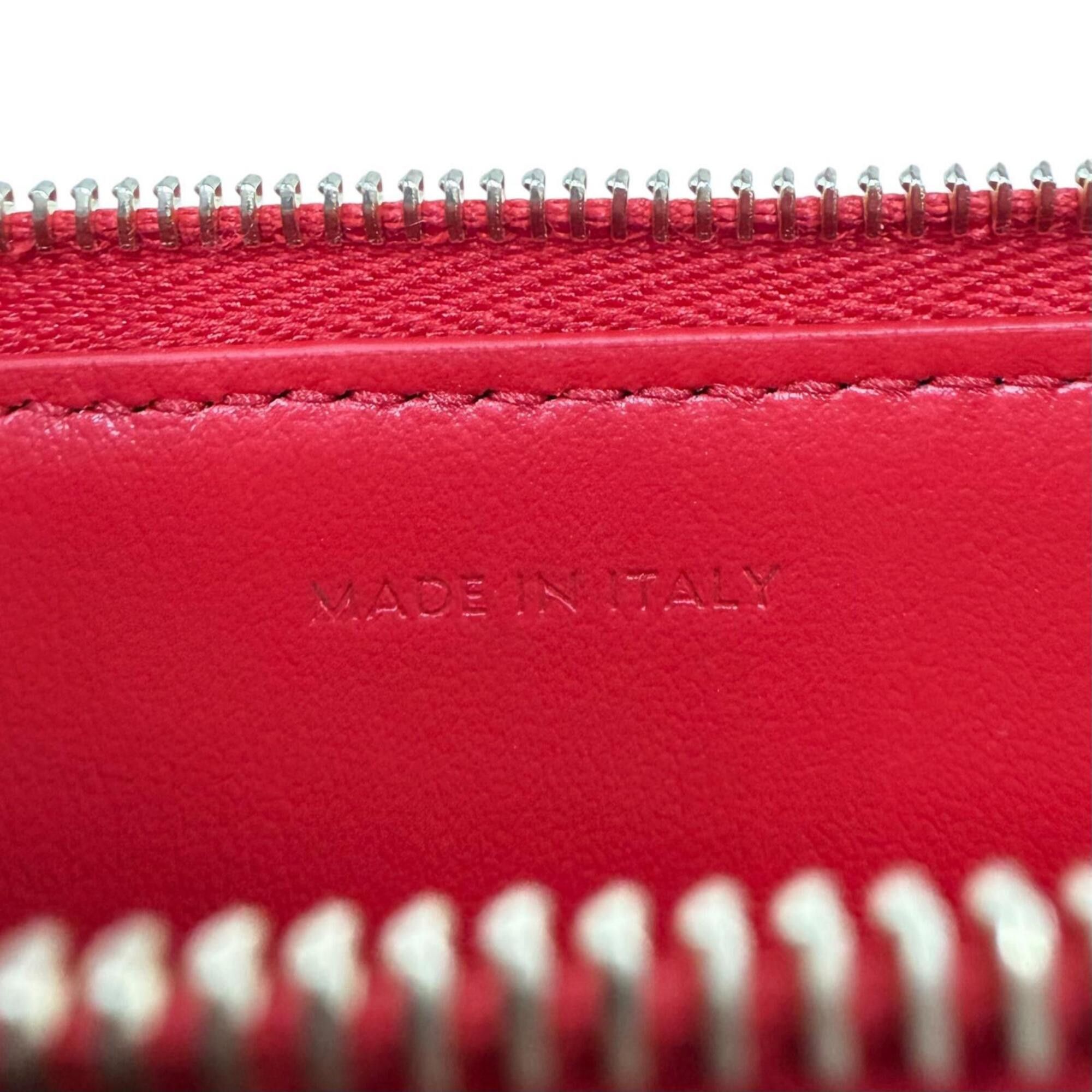 Celine CELINE L10083FVO Leather Triomphe Zip-around Long Business Card Holder/Card Case, Red with Gold Hardware, Comes Box and Dust Bag, Made in Italy Size ONE SIZE - 10 Thumbnail