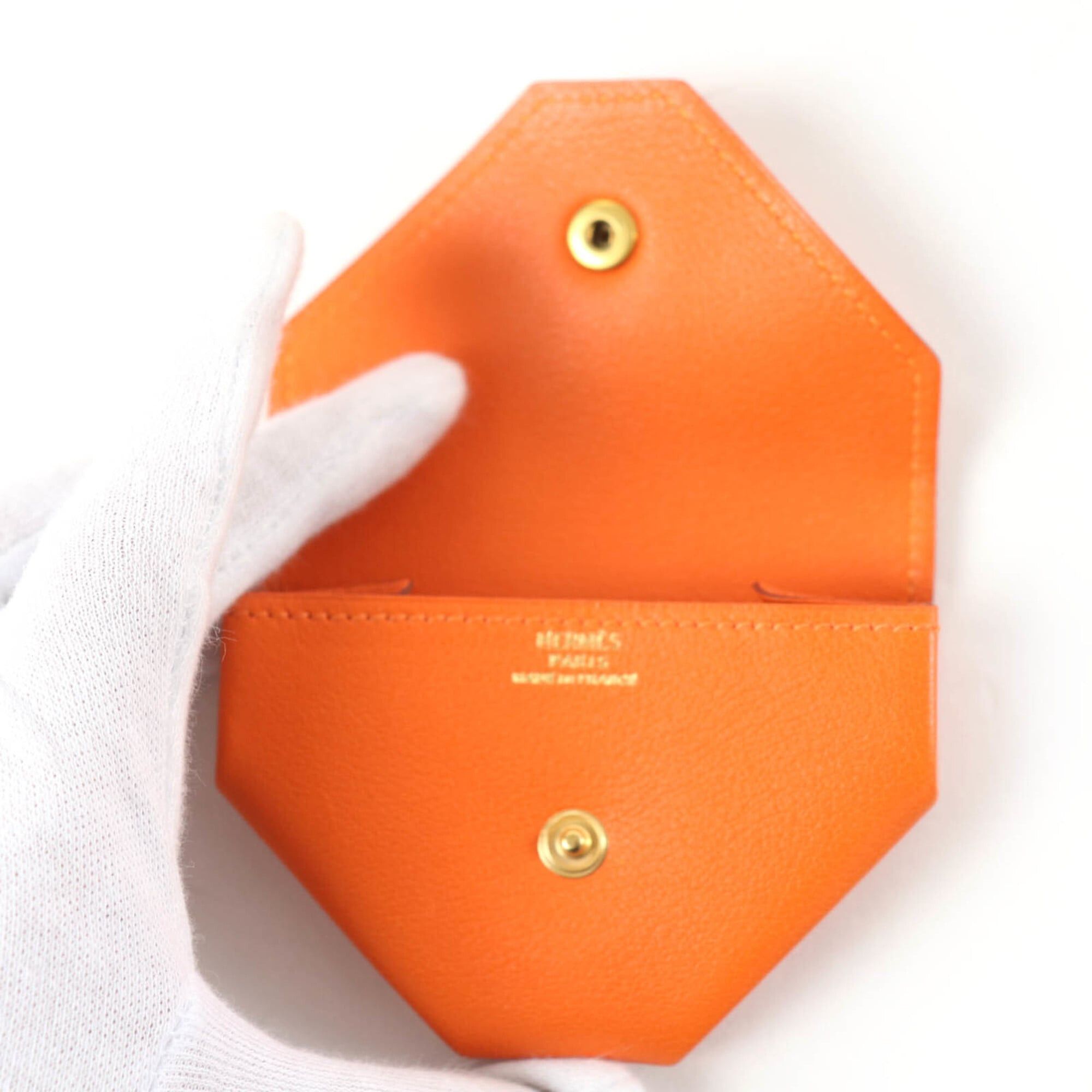 Hermes HERMES Le Vingt-Quatre Veau Gulliver Gold Hardware Sellier Wallet/Coin Case Orange □A Stamp Box Included Made in France Women's Size ONE SIZE - 6 Thumbnail