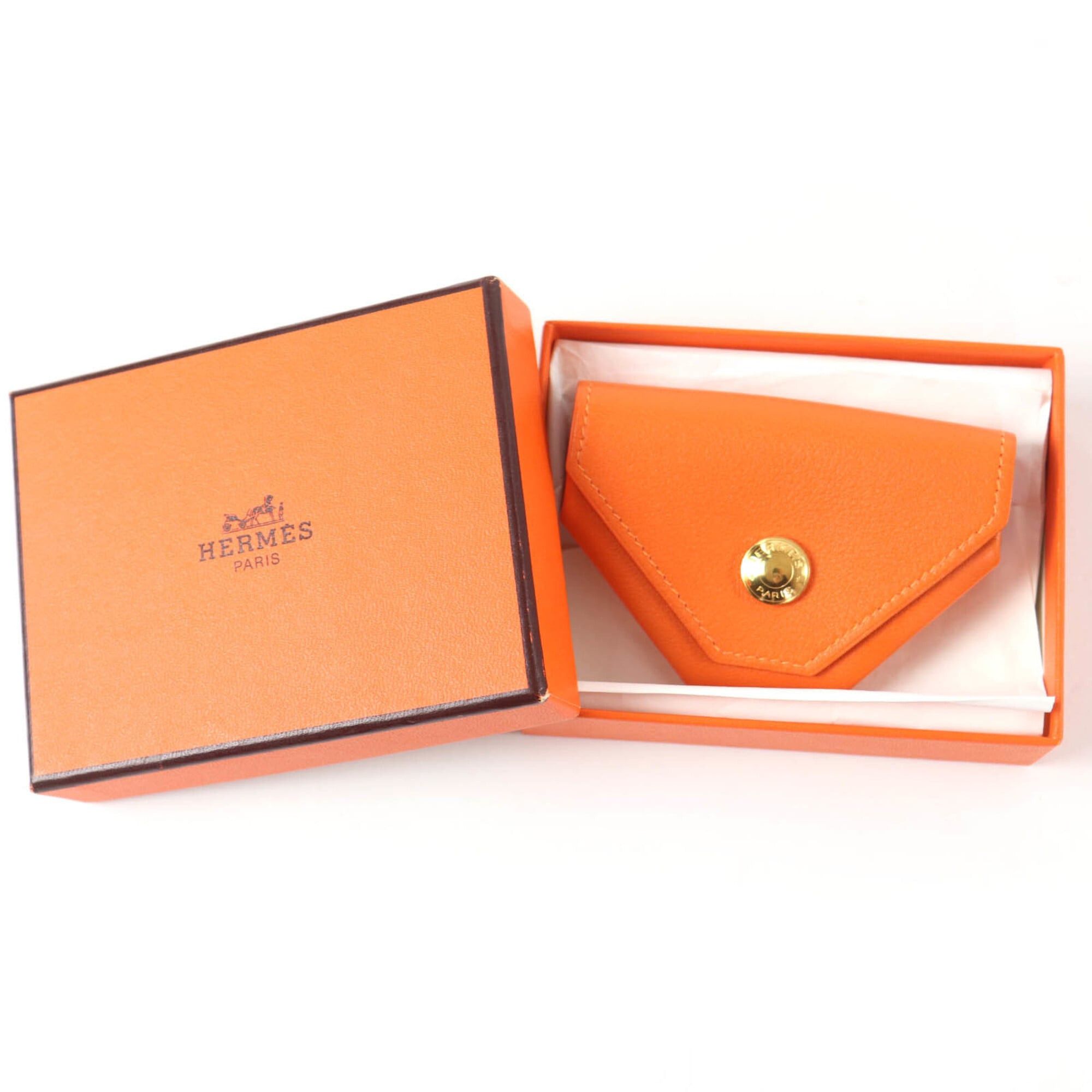 Hermes HERMES Le Vingt-Quatre Veau Gulliver Gold Hardware Sellier Wallet/Coin Case Orange □A Stamp Box Included Made in France Women's Size ONE SIZE - 2 Thumbnail