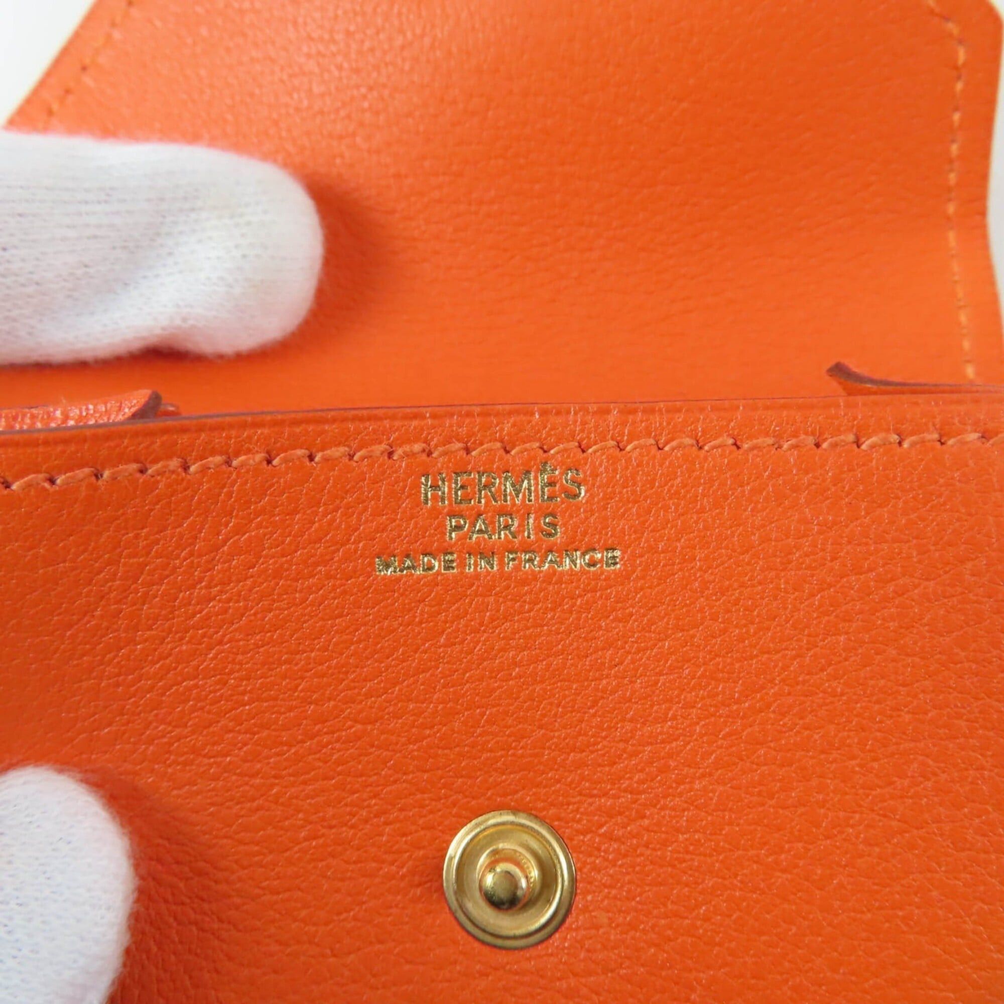 Hermes HERMES Le Vingt-Quatre Veau Gulliver Gold Hardware Sellier Wallet/Coin Case Orange □A Stamp Box Included Made in France Women's Size ONE SIZE - 8 Thumbnail