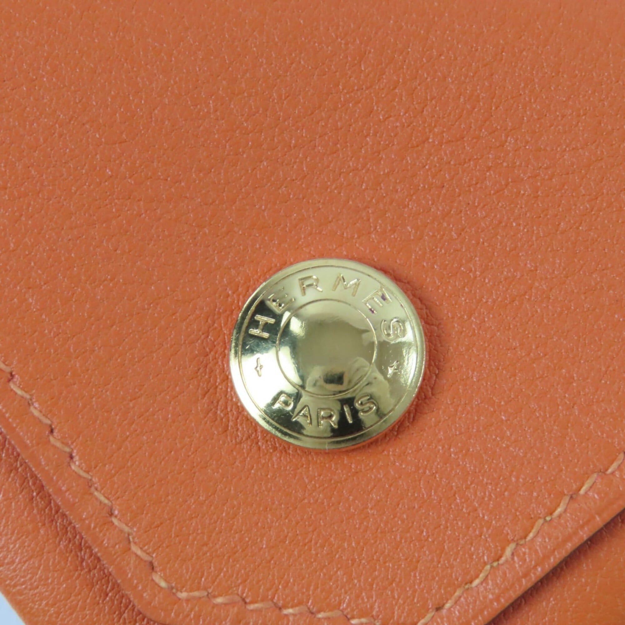 Hermes HERMES Le Vingt-Quatre Veau Gulliver Gold Hardware Sellier Wallet/Coin Case Orange □A Stamp Box Included Made in France Women's Size ONE SIZE - 7 Thumbnail