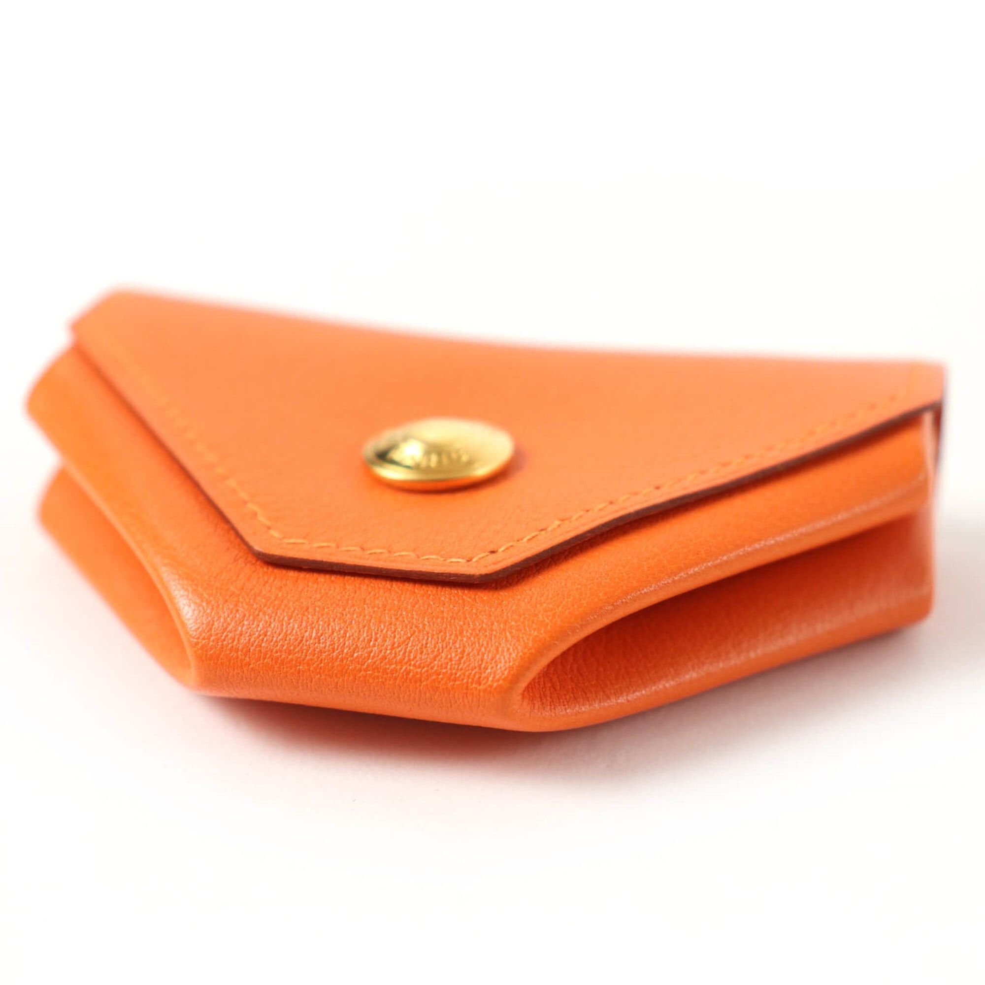 Hermes HERMES Le Vingt-Quatre Veau Gulliver Gold Hardware Sellier Wallet/Coin Case Orange □A Stamp Box Included Made in France Women's Size ONE SIZE - 4 Thumbnail