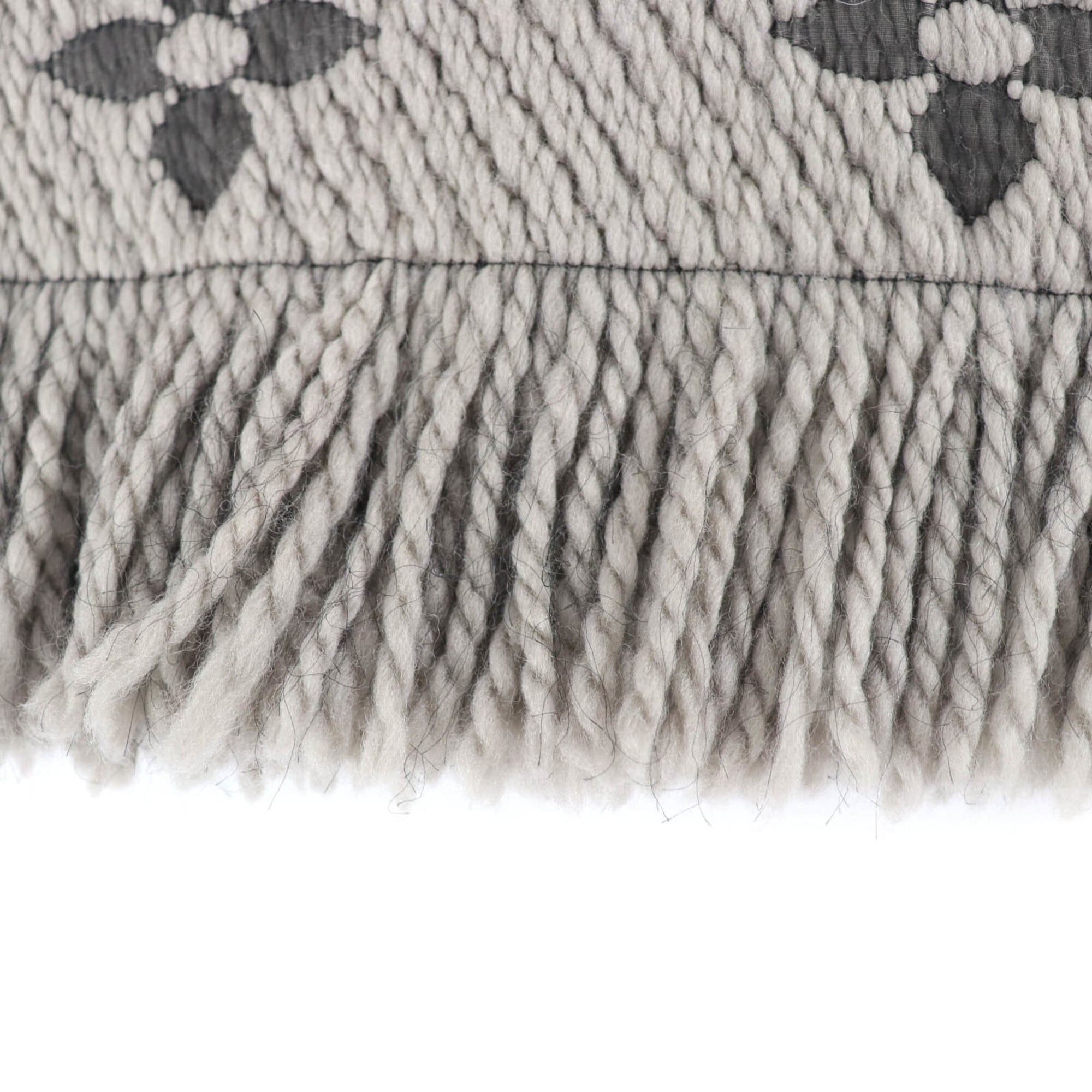 Louis Vuitton LOUIS VUITTON Echarpe Logomania Wool Silk Blend Fringed Scarf, Greige, with Box, Made in Italy, Authentic, Women's Size ONE SIZE - 5 Thumbnail