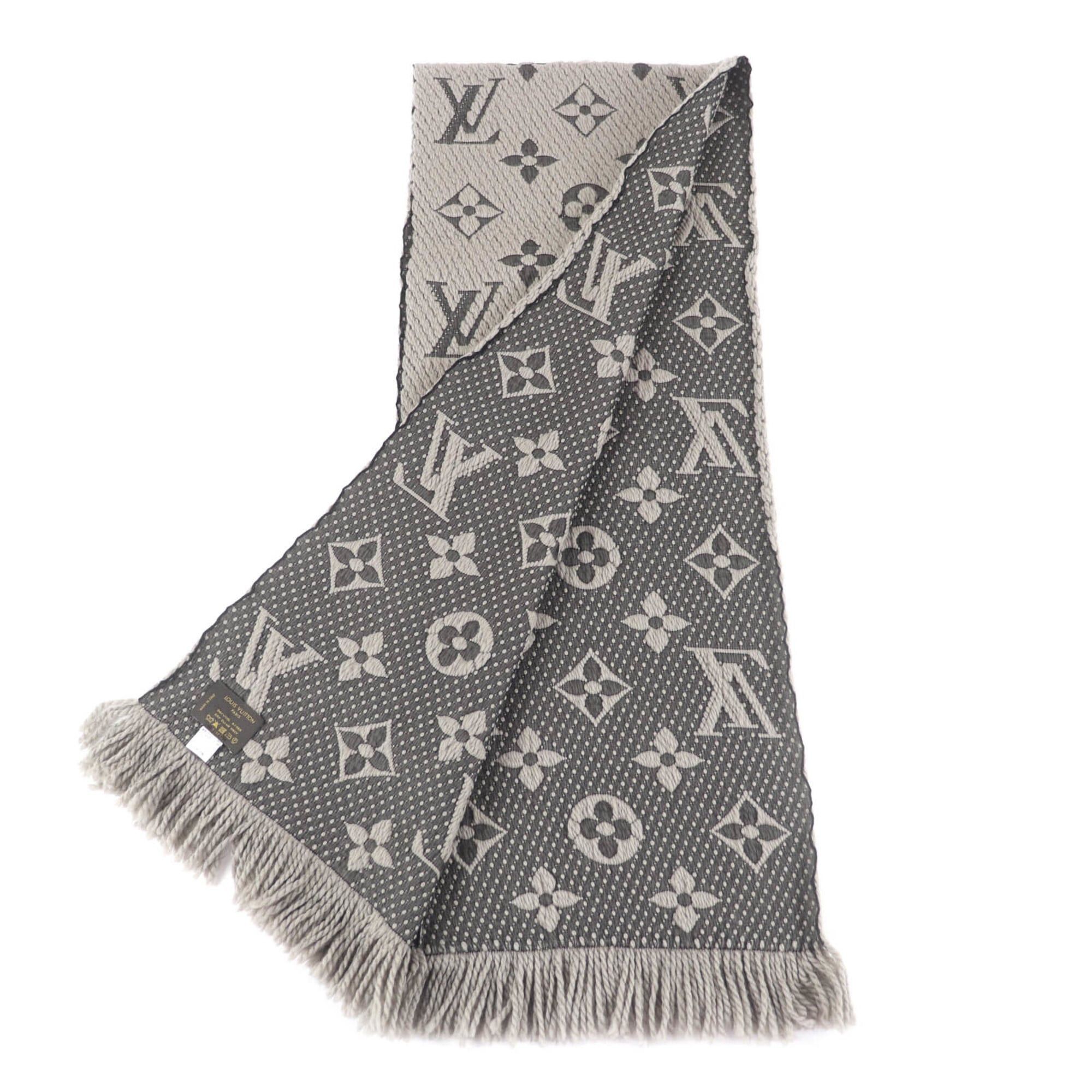 Louis Vuitton LOUIS VUITTON Echarpe Logomania Wool Silk Blend Fringed Scarf, Greige, with Box, Made in Italy, Authentic, Women's Size ONE SIZE - 3 Thumbnail