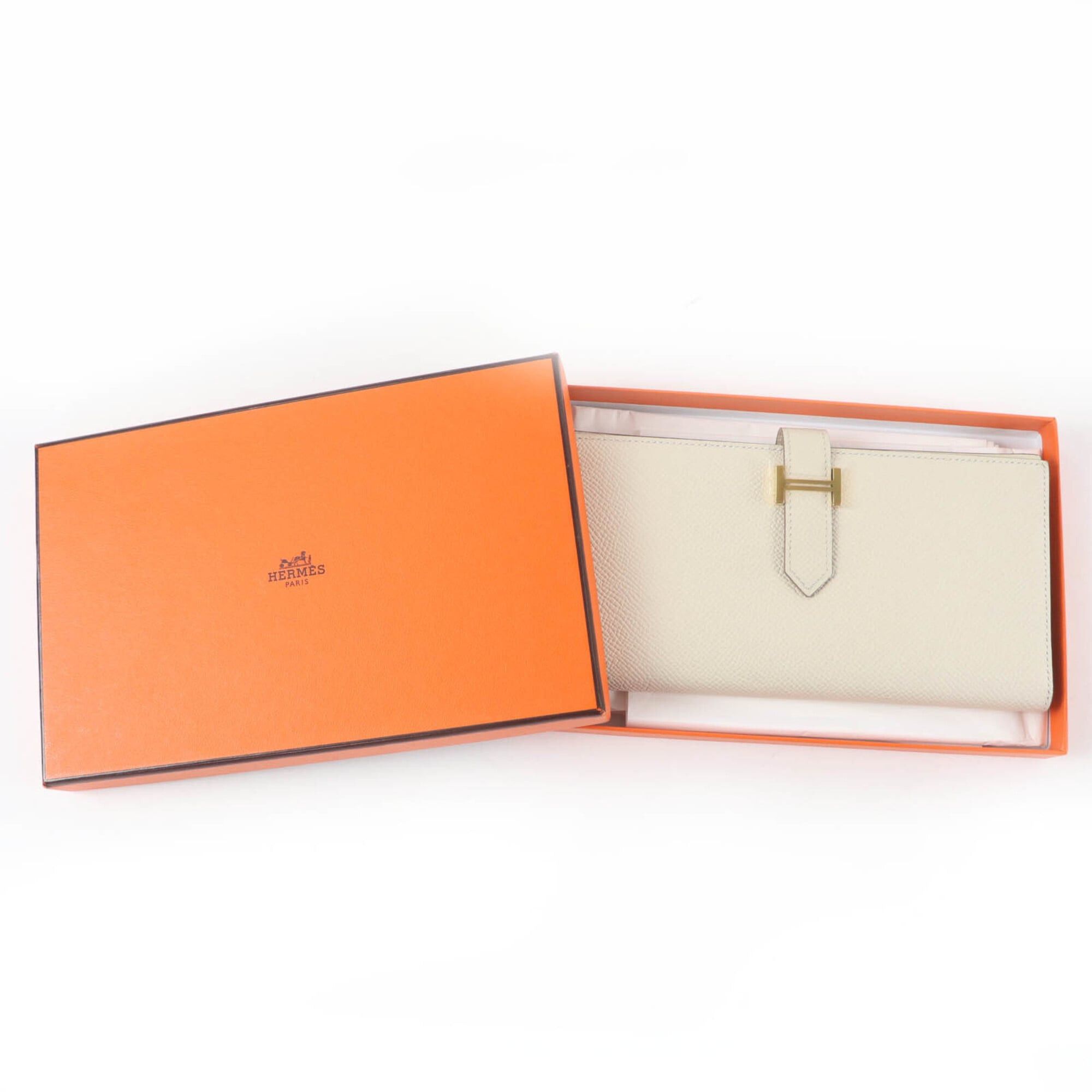 Hermes HERMES Bearn Soufflé Chevre Mysore Nata Gold Hardware Long Wallet, W Stamp, Made in France, Women's, with Box Size ONE SIZE - 2 Thumbnail
