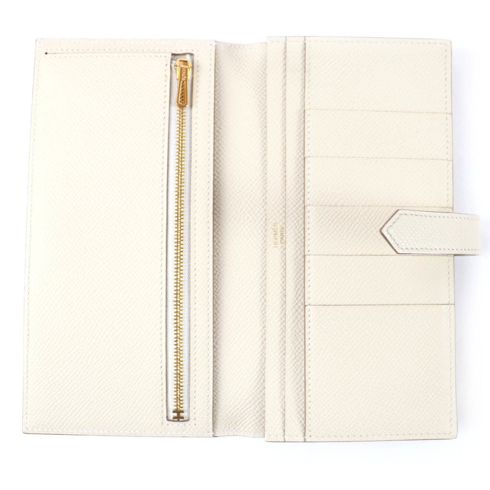 Hermes HERMES Bearn Soufflé Chevre Mysore Nata Gold Hardware Long Wallet, W Stamp, Made in France, Women's, with Box Size ONE SIZE - 6 Thumbnail