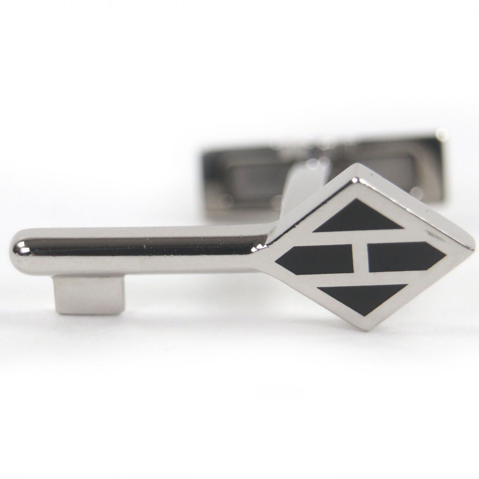 Hermes HERMES Cle H Logo Key Motif Cufflinks, Silver & Black, Made in France, Men's Business Wear. Size ONE SIZE - 3 Thumbnail