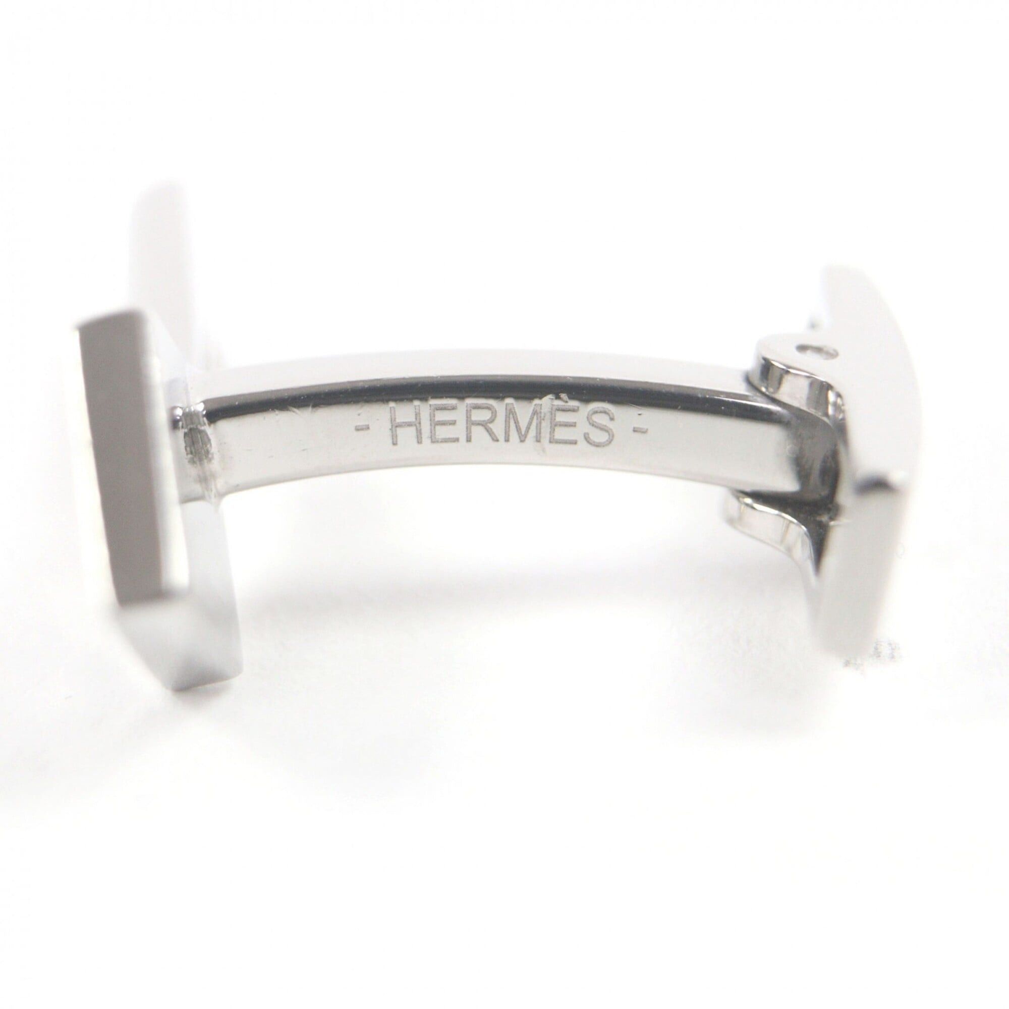 Hermes HERMES Cle H Logo Key Motif Cufflinks, Silver & Black, Made in France, Men's Business Wear. Size ONE SIZE - 4 Thumbnail