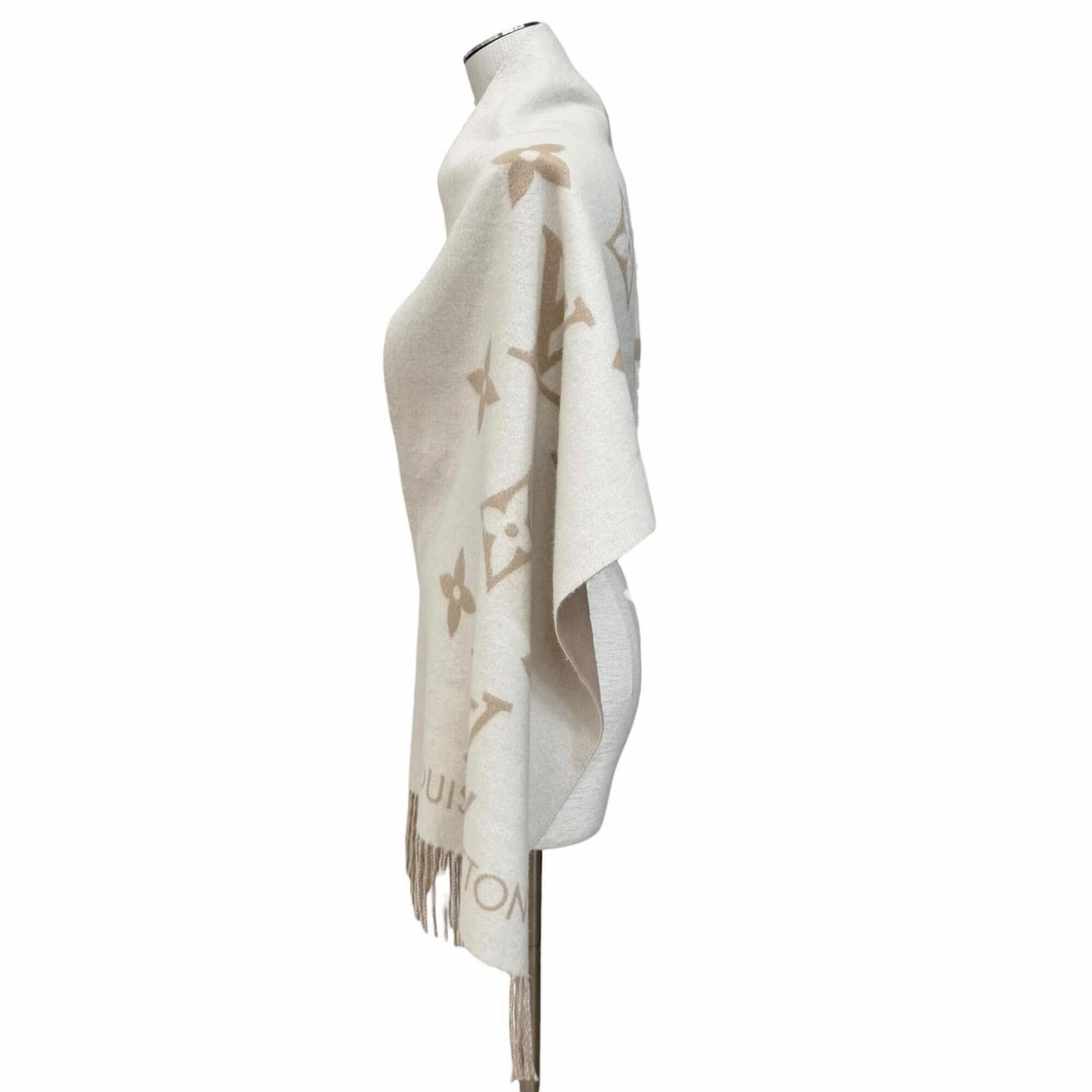Louis Vuitton LOUIS VUITTON (Louis Vuitton) 2025 Model M78123 Reykjavik Scarf - 100% Cashmere, Beige, Current Model, Logo Design, Fringe, Large Size, Comes with Box, Made in Italy, Women's. Size ONE SIZE - 5 Thumbnail