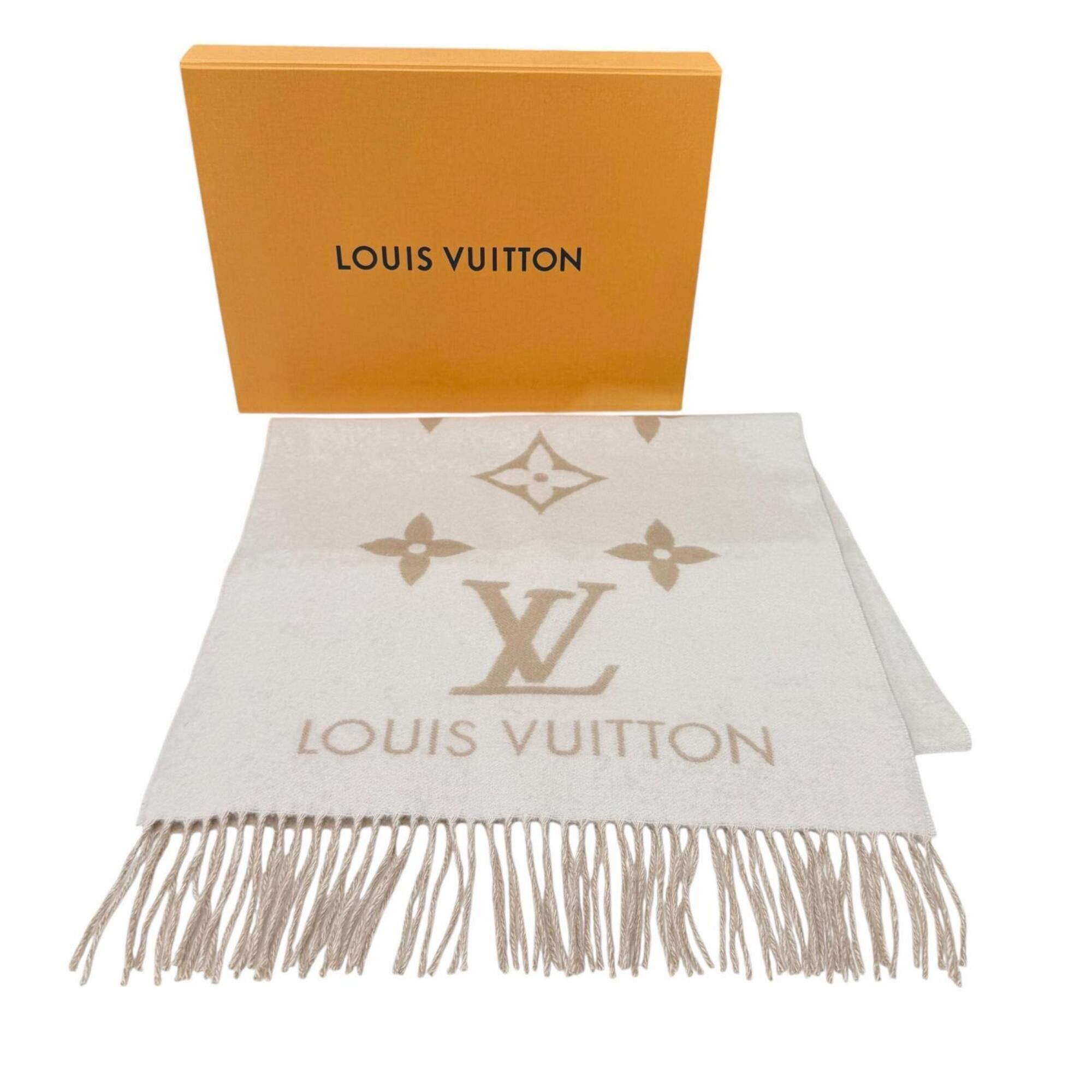 Louis Vuitton LOUIS VUITTON (Louis Vuitton) 2025 Model M78123 Reykjavik Scarf - 100% Cashmere, Beige, Current Model, Logo Design, Fringe, Large Size, Comes with Box, Made in Italy, Women's. Size ONE SIZE - 2 Thumbnail