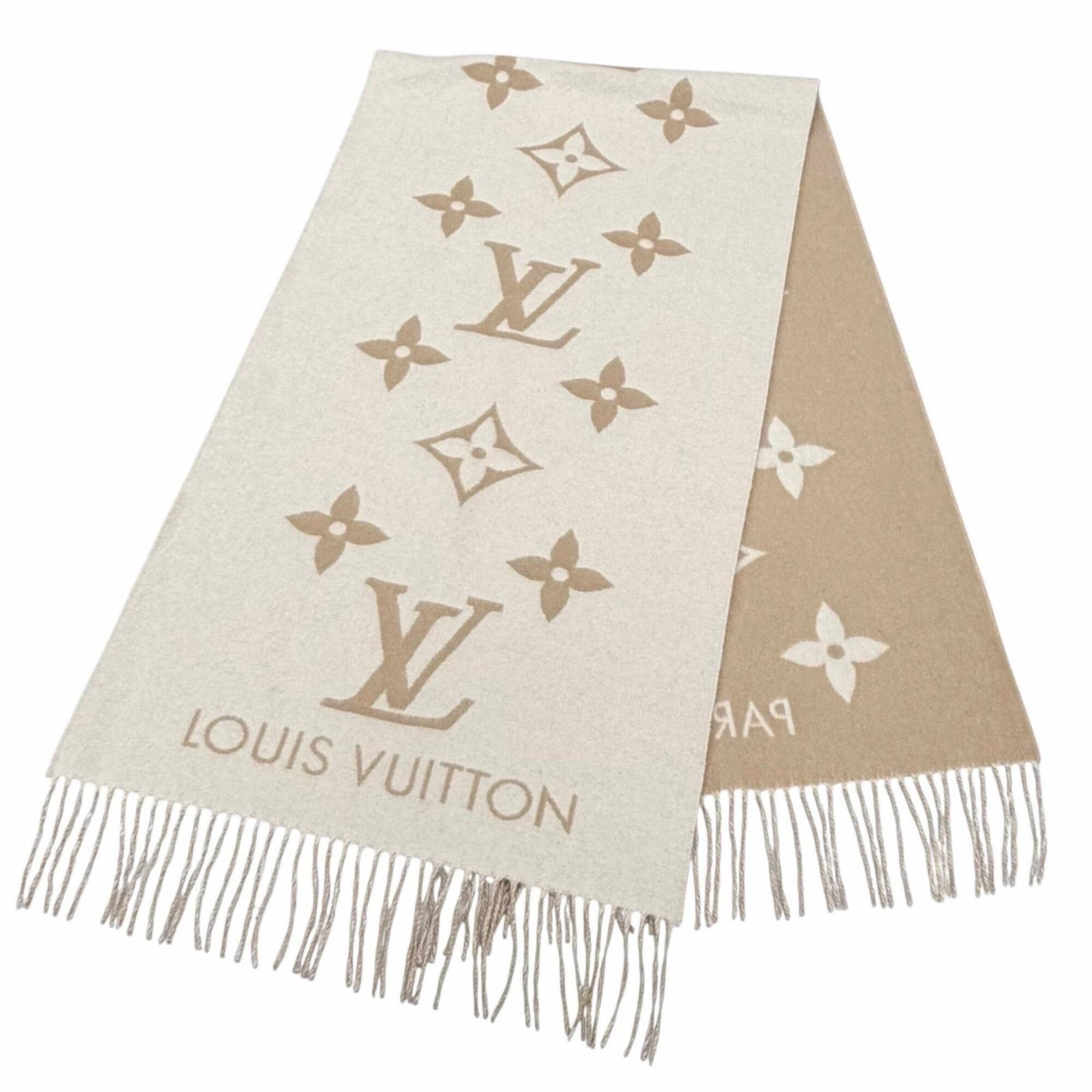 Louis Vuitton LOUIS VUITTON (Louis Vuitton) 2025 Model M78123 Reykjavik Scarf - 100% Cashmere, Beige, Current Model, Logo Design, Fringe, Large Size, Comes with Box, Made in Italy, Women's. Size ONE SIZE - 3 Thumbnail