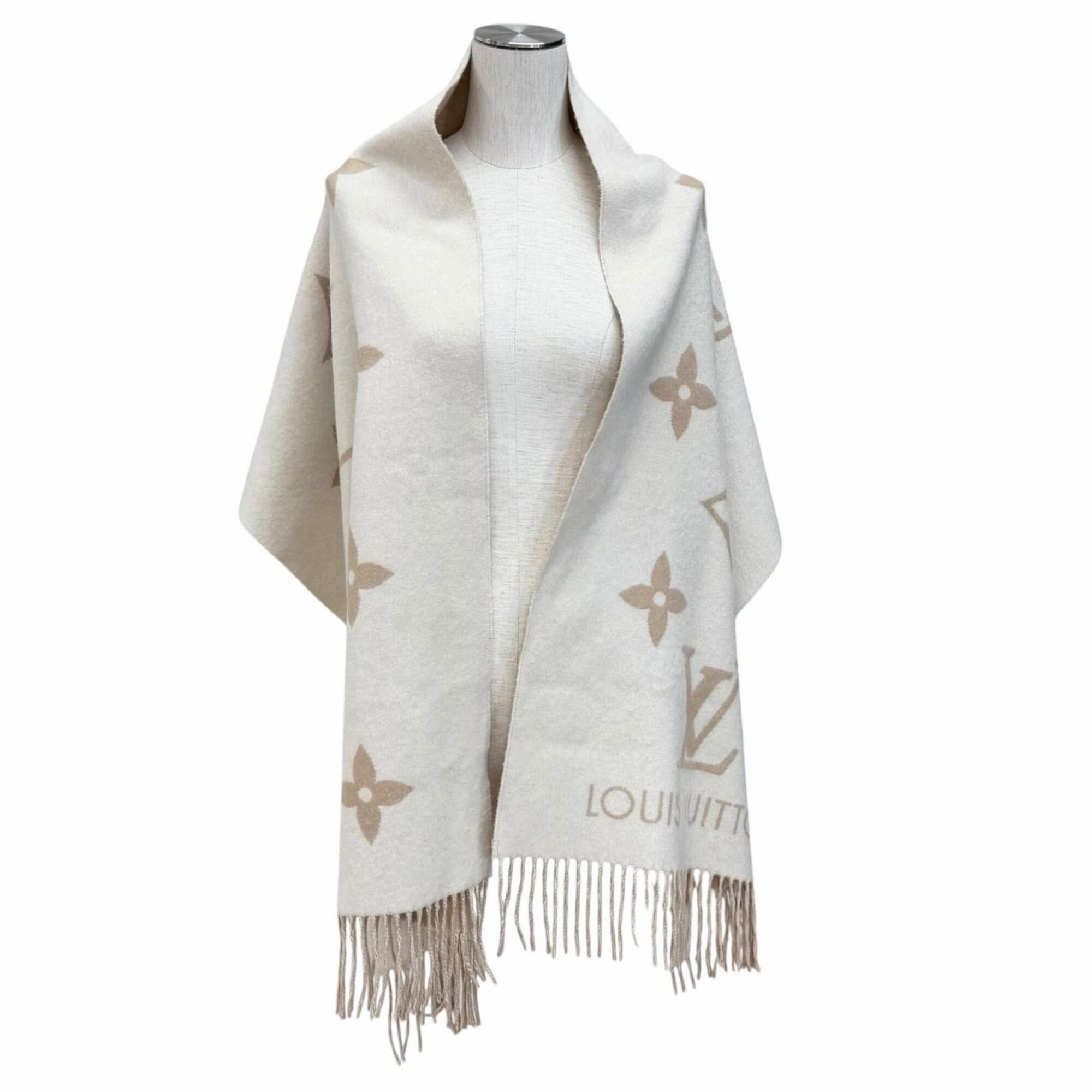 Louis Vuitton LOUIS VUITTON (Louis Vuitton) 2025 Model M78123 Reykjavik Scarf - 100% Cashmere, Beige, Current Model, Logo Design, Fringe, Large Size, Comes with Box, Made in Italy, Women's. Size ONE SIZE - 4 Thumbnail