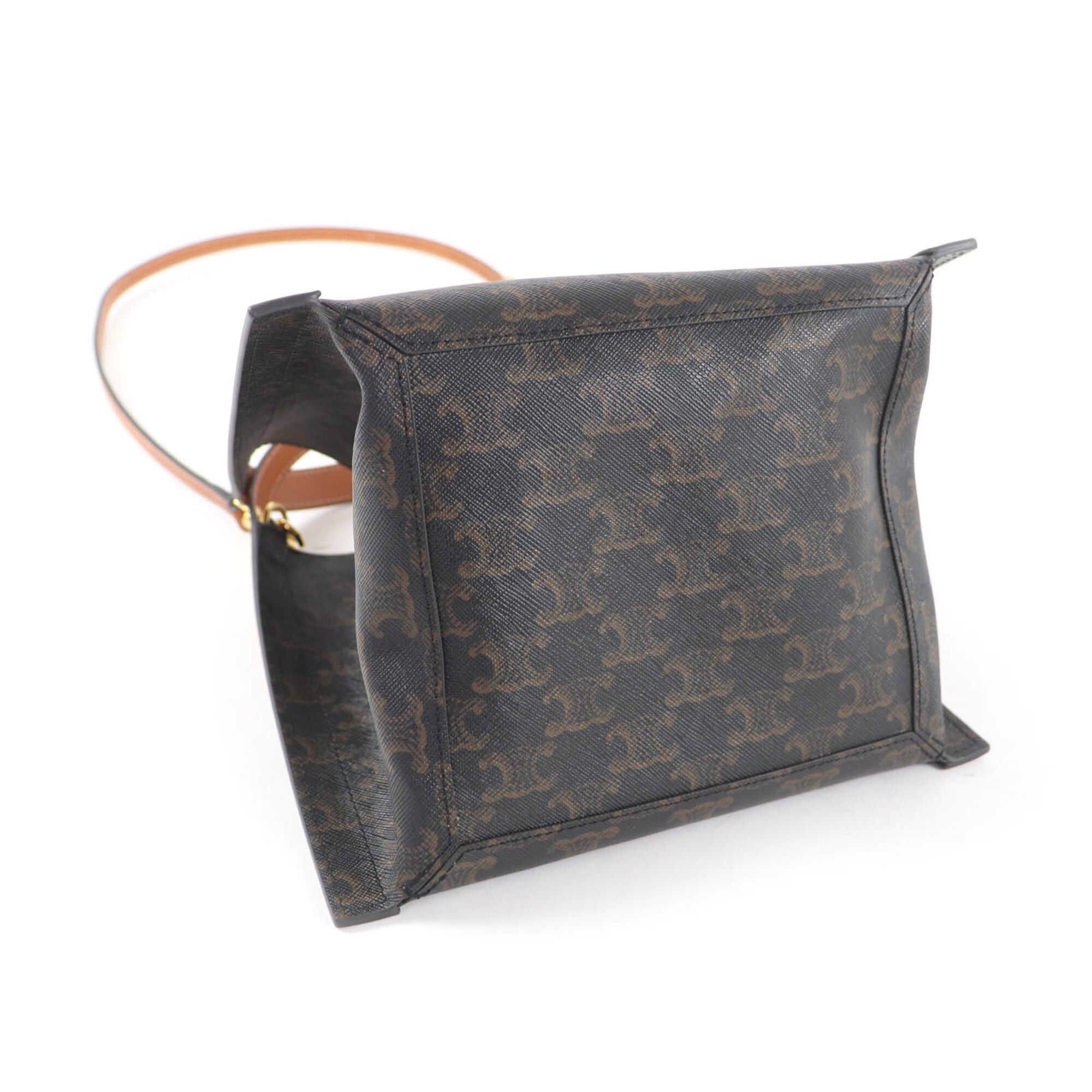 Celine CELINE 12418 Small Cubo Bag Honey Logo Triomphe Canvas 2-way Shoulder Made in Italy Women's Size ONE SIZE - 3 Thumbnail