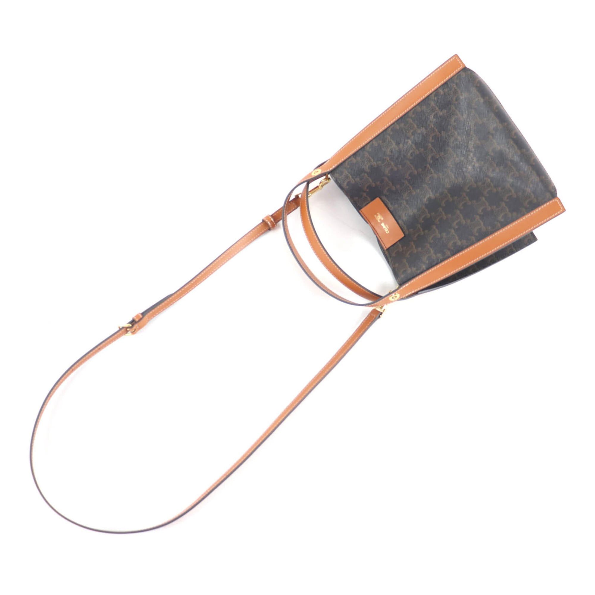 Celine CELINE 12418 Small Cubo Bag Honey Logo Triomphe Canvas 2-way Shoulder Made in Italy Women's Size ONE SIZE - 8 Thumbnail