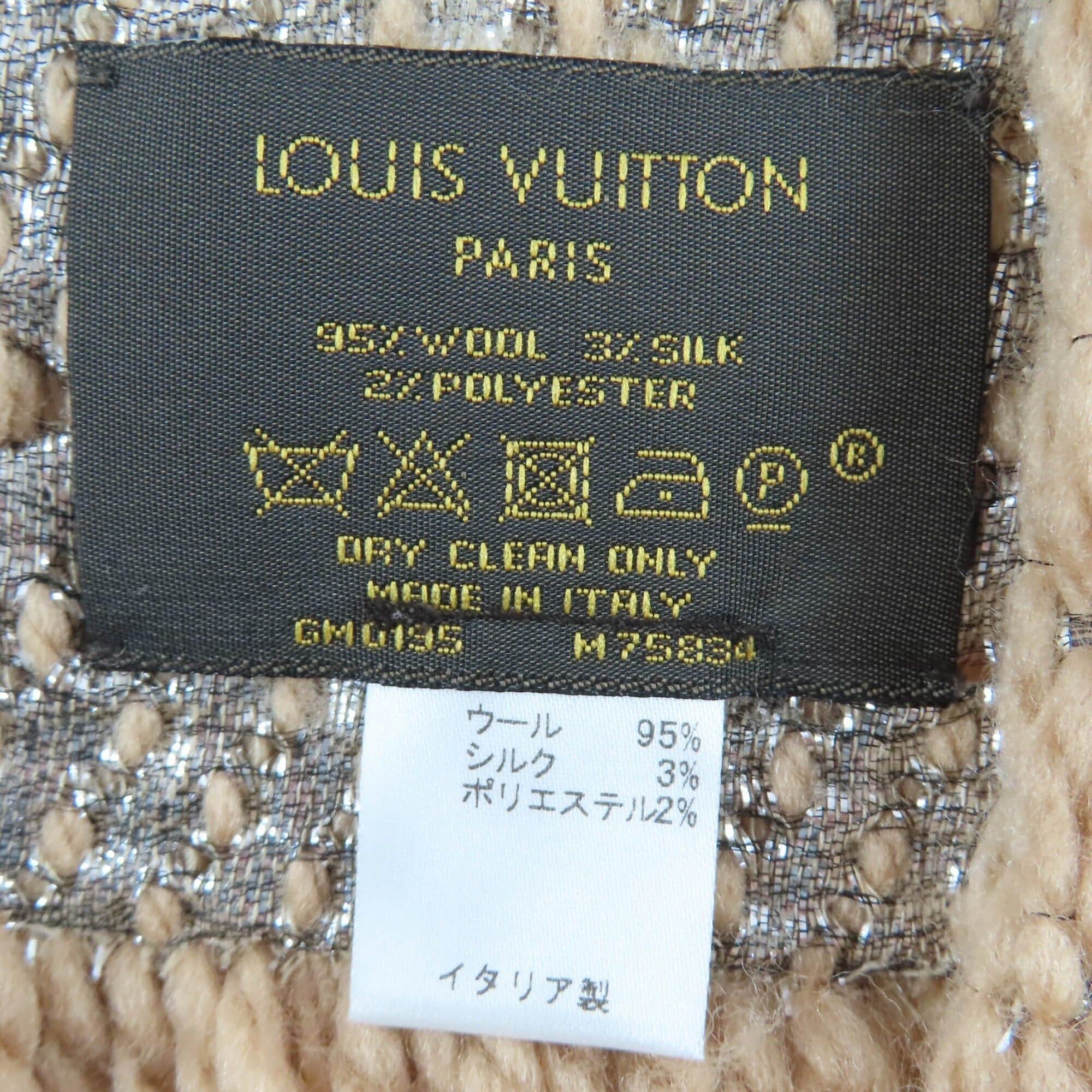 Louis Vuitton LOUIS VUITTON M75834 Echarpe Logomania Shine Wool Silk Fringe Scarf Beige Made in Italy Authentic Women's Size ONE SIZE - 6 Thumbnail