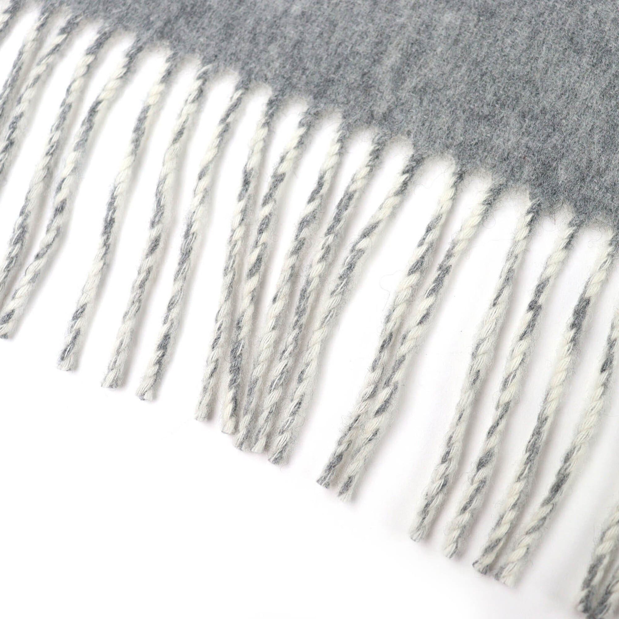 Hermes HERMES (H259130S) 100% Cashmere Logo Embroidered Double-Faced Fringe Scarf/Shawl, Grey, Made in England, Women's Size ONE SIZE - 5 Thumbnail