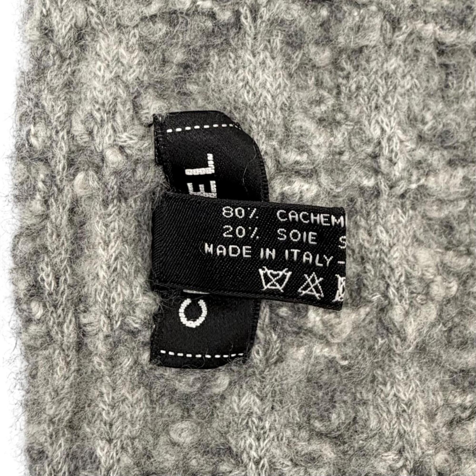 Chanel CHANEL 17B Cashmere Silk Scarf/Stole with Coco Mark Embellishment, Gray, Made in Italy, Women's, Highly Recommended ◎ Size ONE SIZE - 7 Thumbnail