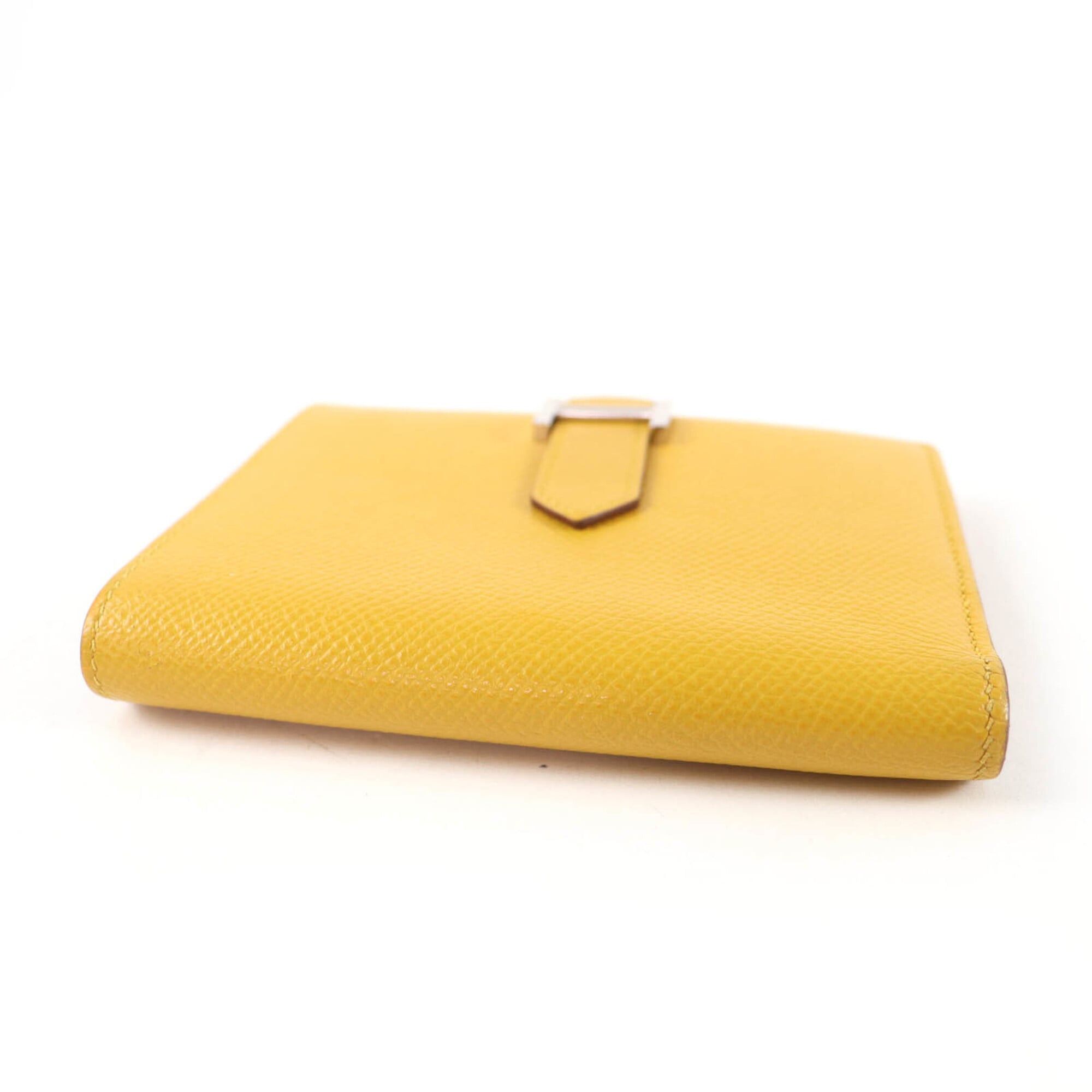Hermes HERMES Bearn Compact Wallet, Veau Epsom Leather, Jaune Ambre, Silver Hardware, Bi-fold Z Stamp, Made in France, Women's Size ONE SIZE - 3 Thumbnail