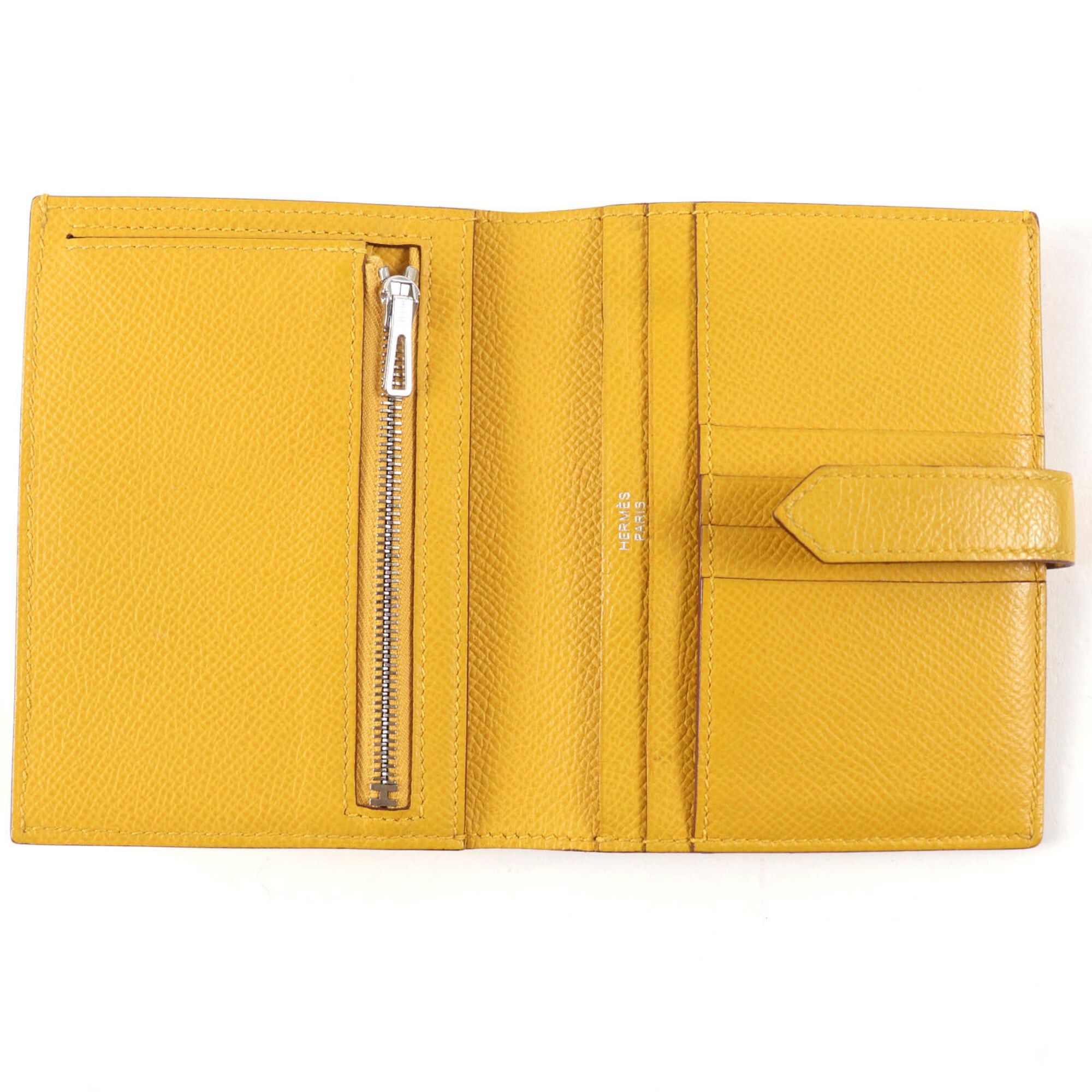 Hermes HERMES Bearn Compact Wallet, Veau Epsom Leather, Jaune Ambre, Silver Hardware, Bi-fold Z Stamp, Made in France, Women's Size ONE SIZE - 5 Thumbnail