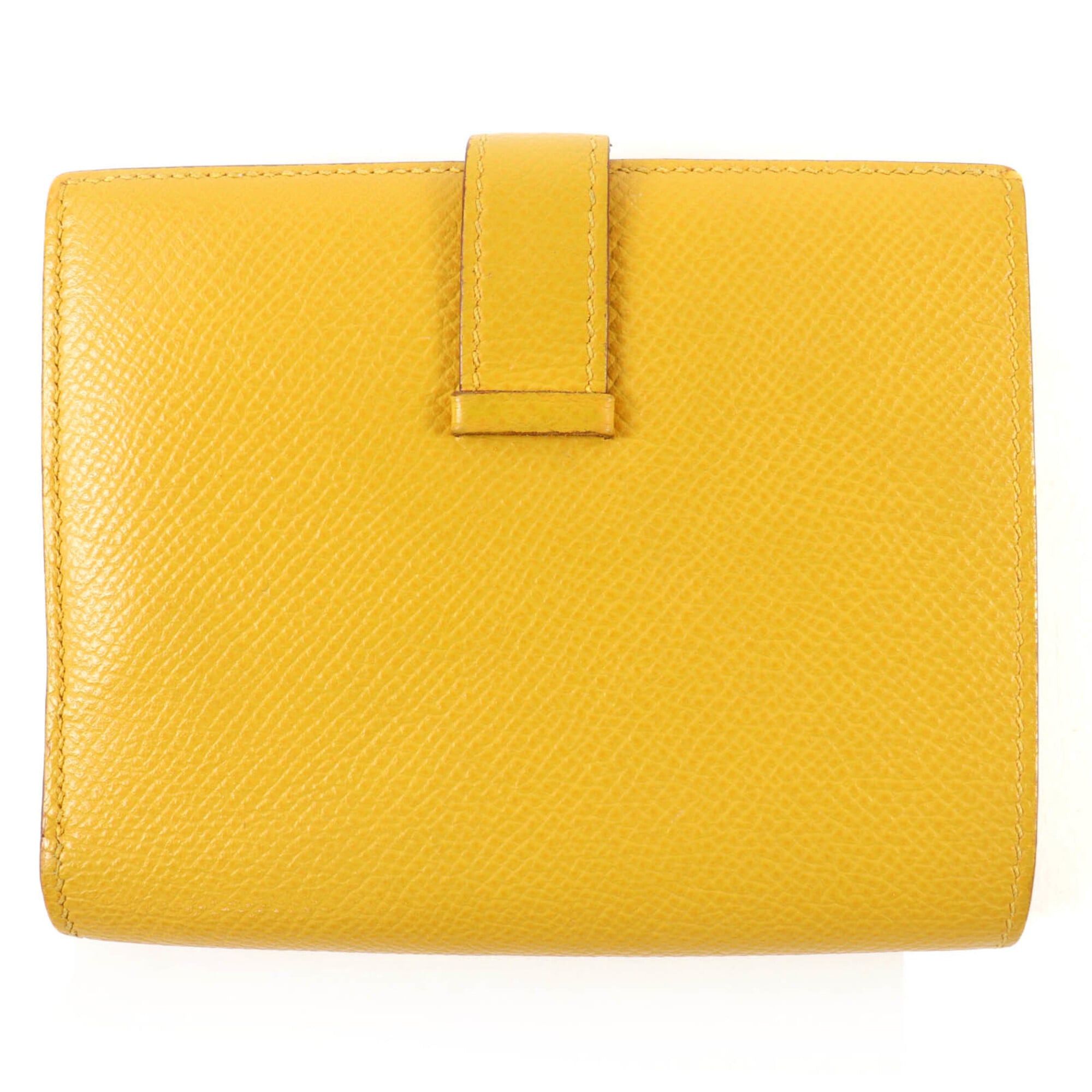 Hermes HERMES Bearn Compact Wallet, Veau Epsom Leather, Jaune Ambre, Silver Hardware, Bi-fold Z Stamp, Made in France, Women's Size ONE SIZE - 2 Thumbnail