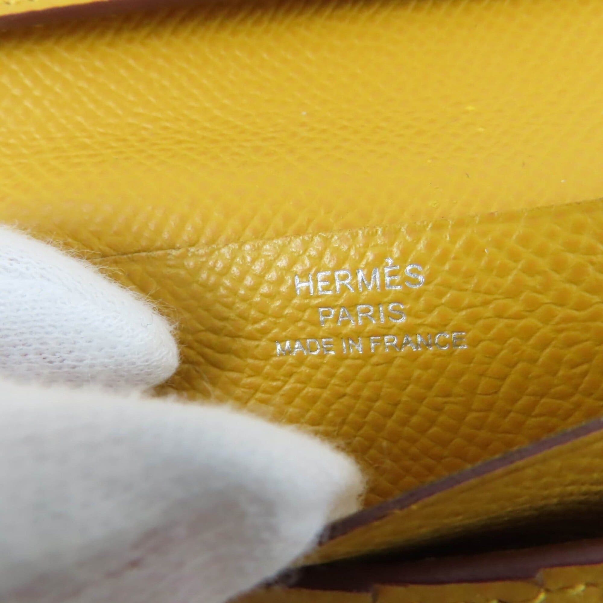 Hermes HERMES Bearn Compact Wallet, Veau Epsom Leather, Jaune Ambre, Silver Hardware, Bi-fold Z Stamp, Made in France, Women's Size ONE SIZE - 7 Thumbnail