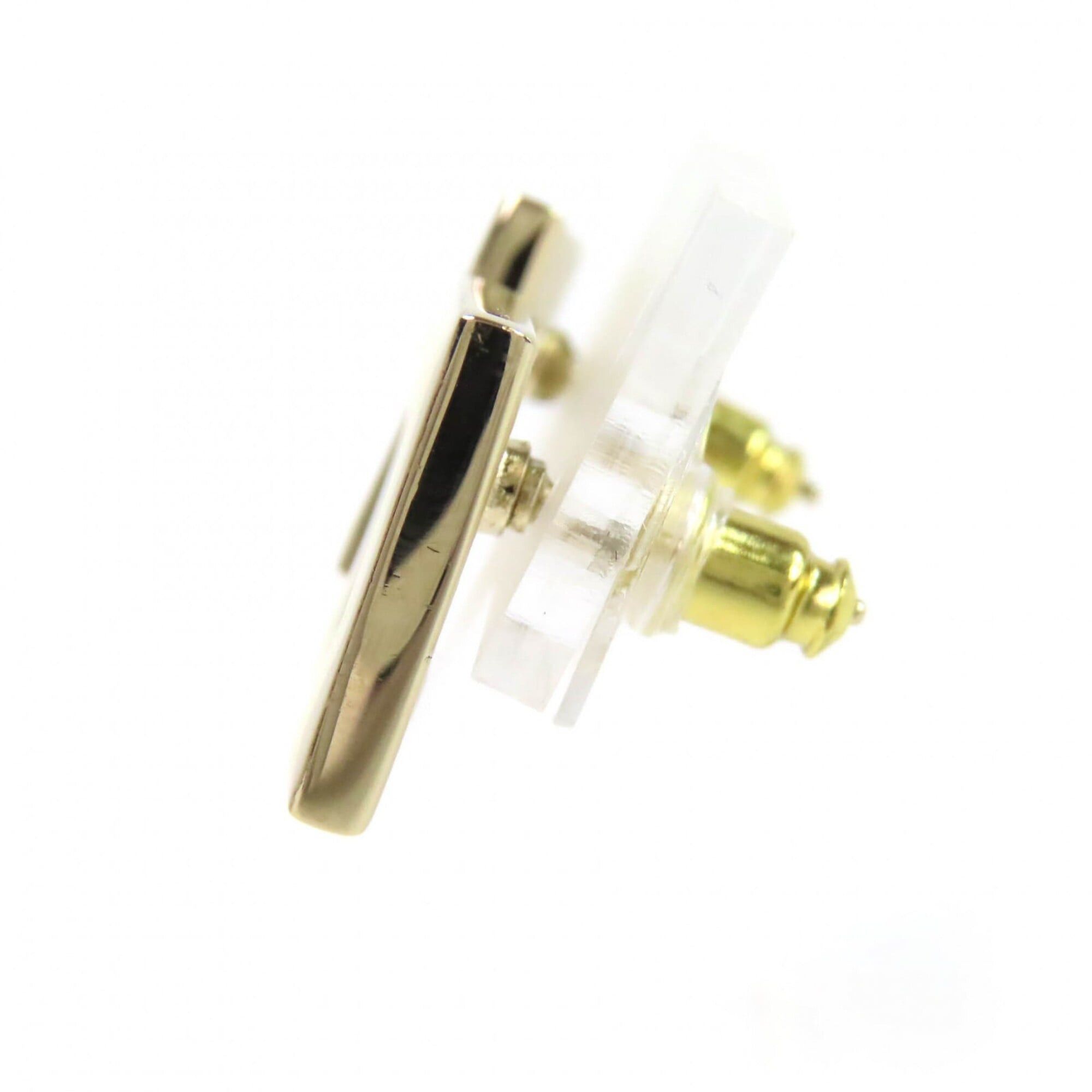Chanel CHANEL B24C Coco Mark Square Earrings, Gold and White, with Box, Made in Italy, Recommended for Women. (Pair) Size ONE SIZE - 3 Thumbnail