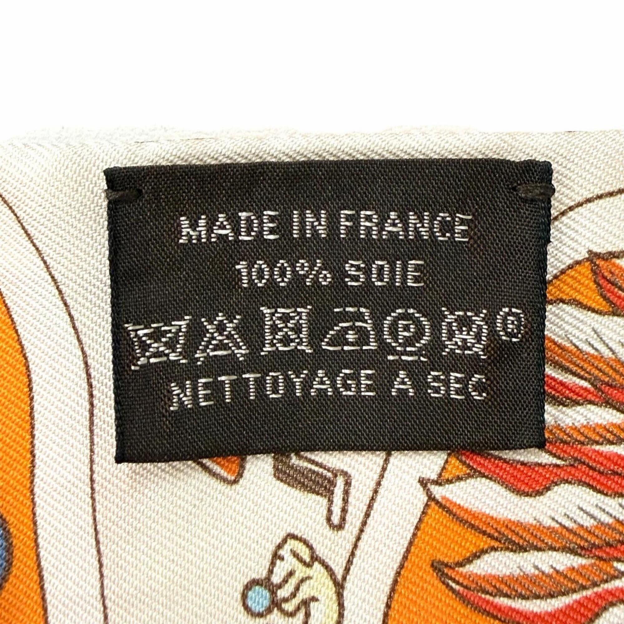 Hermes HERMES Twilly Exposition Universelle (World's Fair) 100% Silk Scarf/Muffler, Orange Multi, Made in France, Women's Size ONE SIZE - 6 Thumbnail