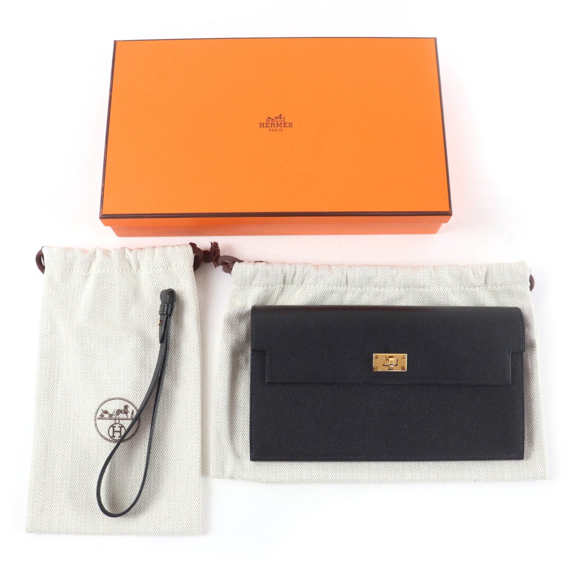 Hermes HERMES Kelly Pocket Long Wallet, Veau Epsom Leather, Gold Hardware, Black, W Stamp, Made in France, Women's, with Box and Dust Bag. Size ONE SIZE - 2 Thumbnail