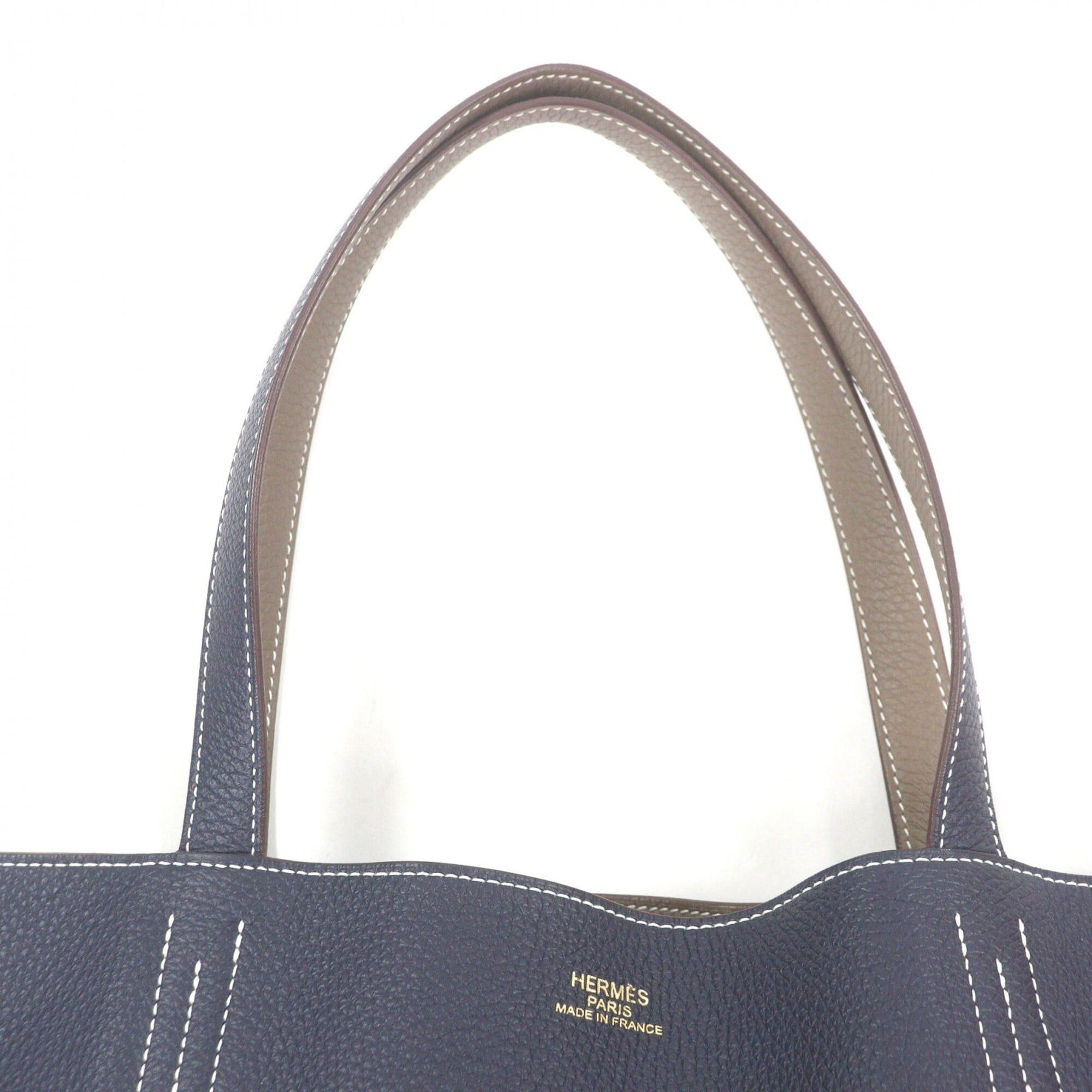 Hermes HERMES Double Sens 45 Taurillon Clemence Leather Tote Bag, Etoupe Blue Nuit, U Stamp, with Box and Dust Made in France, Men's Size ONE SIZE - 9 Thumbnail